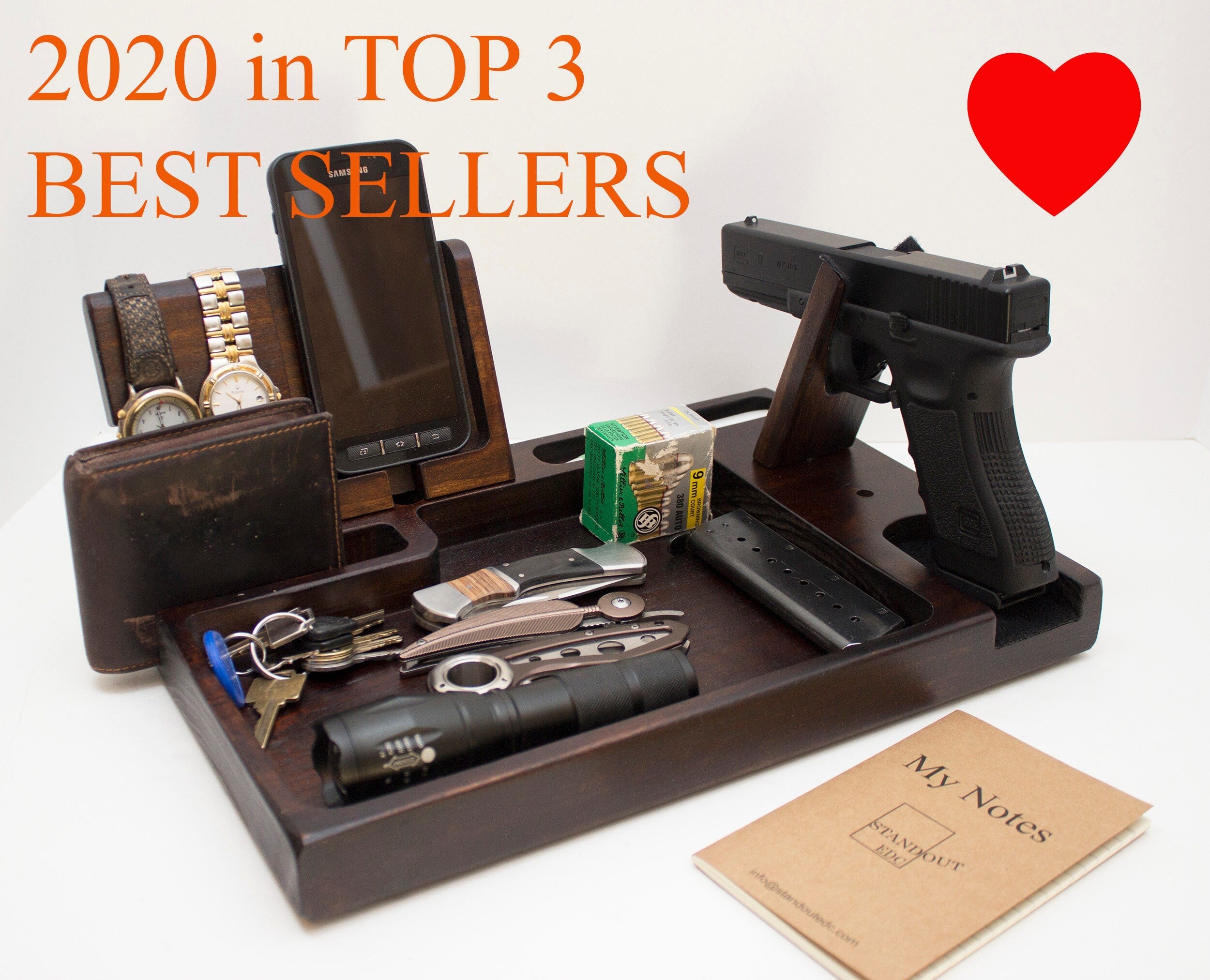 Desk Organizer – Wooden Organizer - Police Officer Gifts – Docking Station Standout EDC