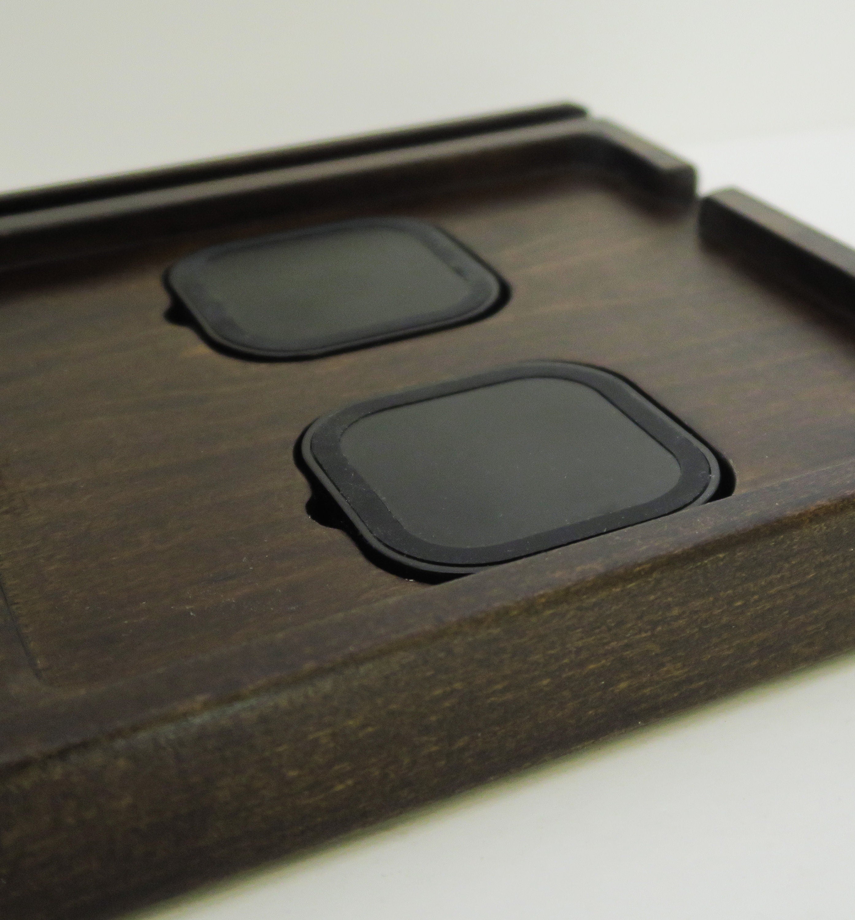 Double QI Charging Station – Gadget Tray – Wooden Charging Dock – Solid Wood Tray – Wireless Charging Station – Desk Organizer Standout EDC