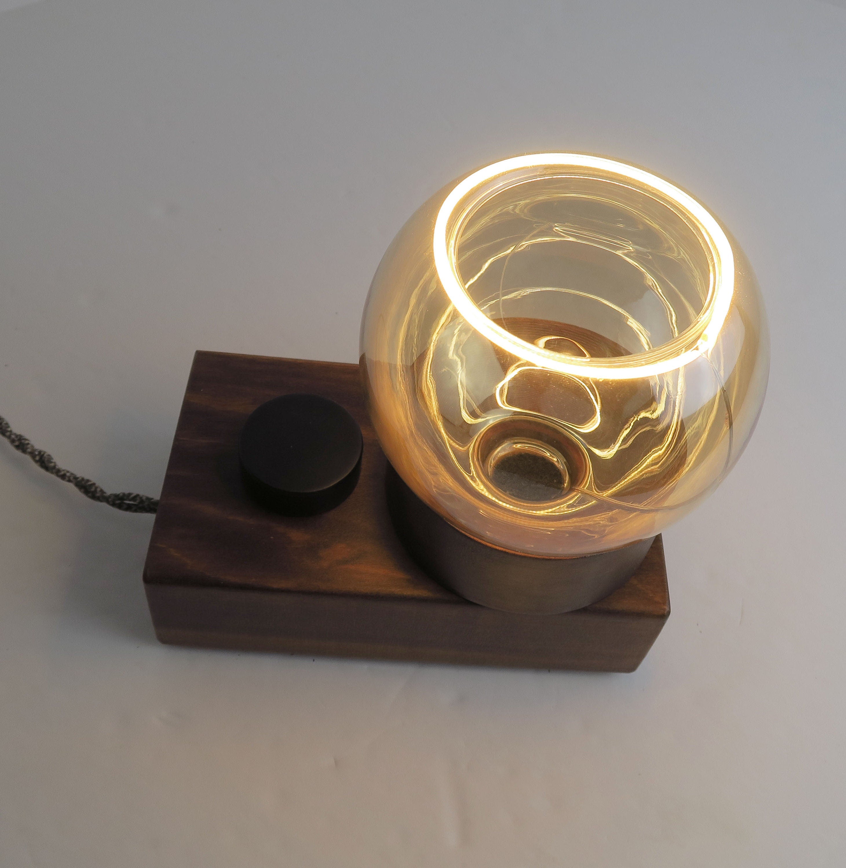 Gift for special occasion - wood lamp with dimmer - Table Lamp - Desk - special Bulbs - European look lighting
