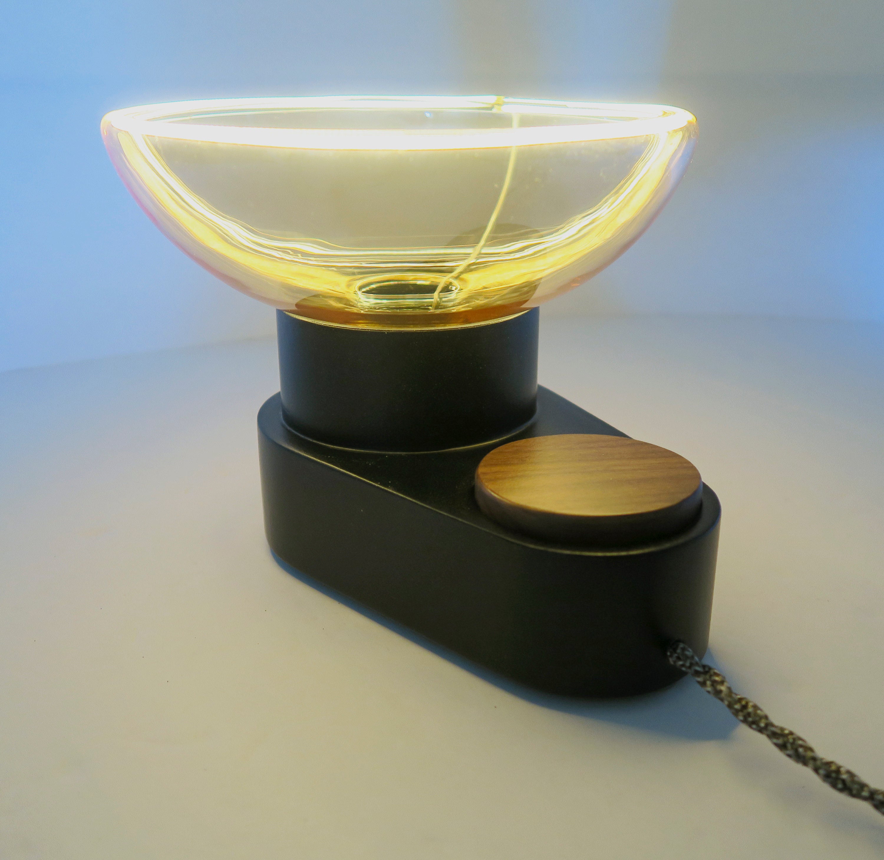 LED modern Lamp Oval - wood lamp with dimmer - European look lighting - unique light - original Lighting - Unique LED Bulb - Choice of Knob