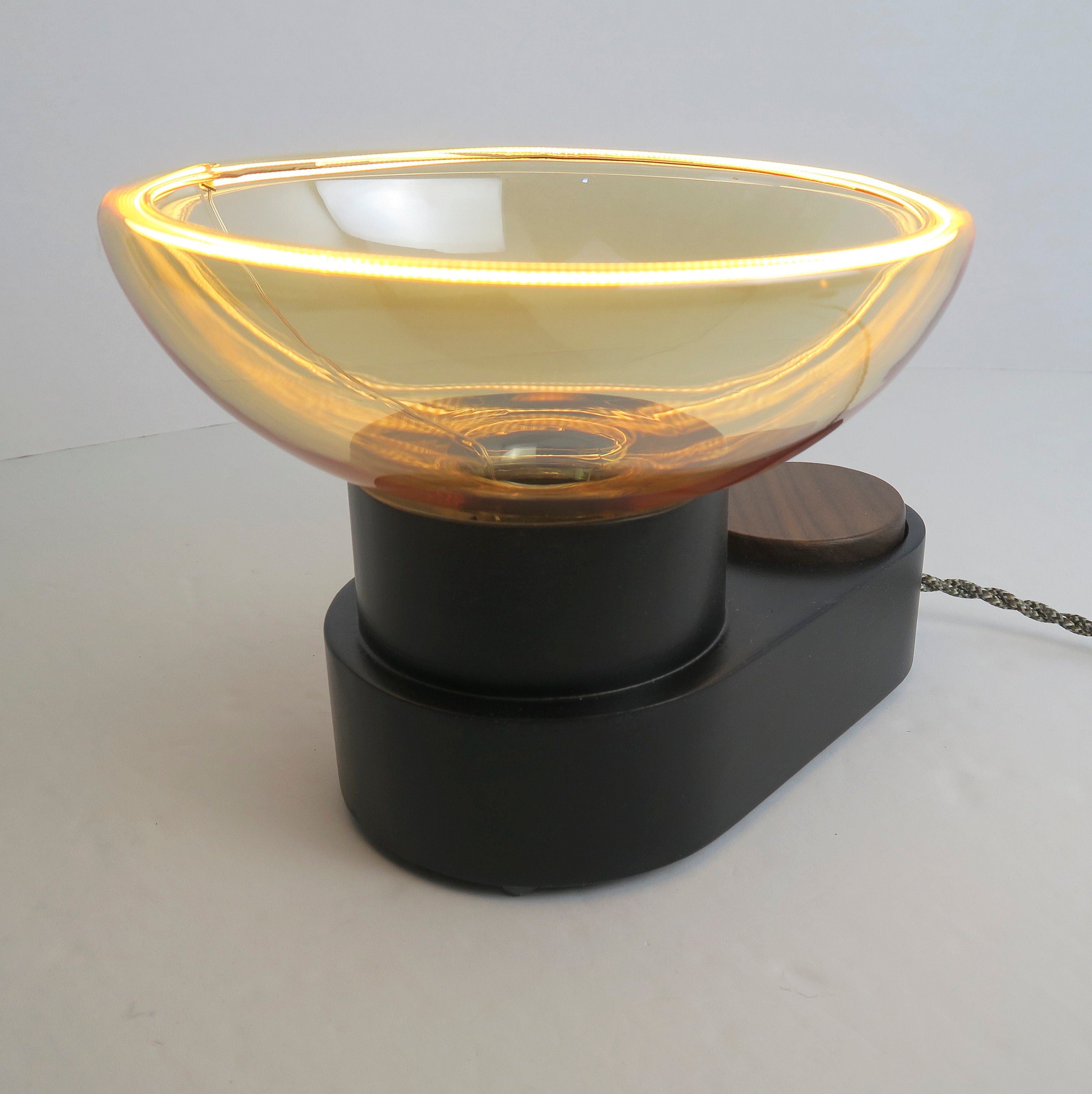 LED modern Lamp Oval - wood lamp with dimmer - European look lighting - unique light - original Lighting - Unique LED Bulb - Choice of Knob