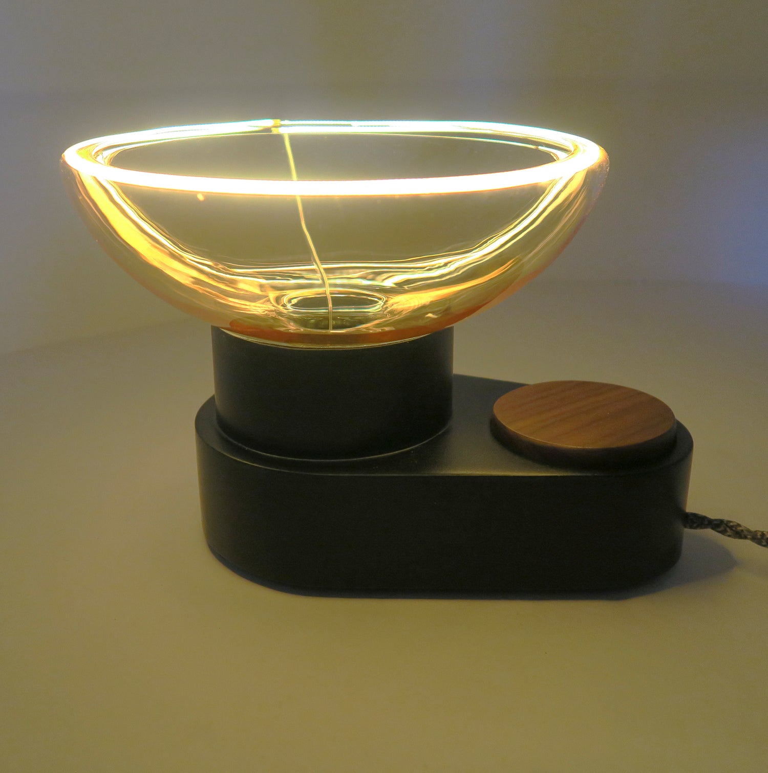 LED modern Lamp  Oval - wood lamp with dimmer - European look lighting - unique light - original Lighting - Unique LED Bulb - Choice of Knob