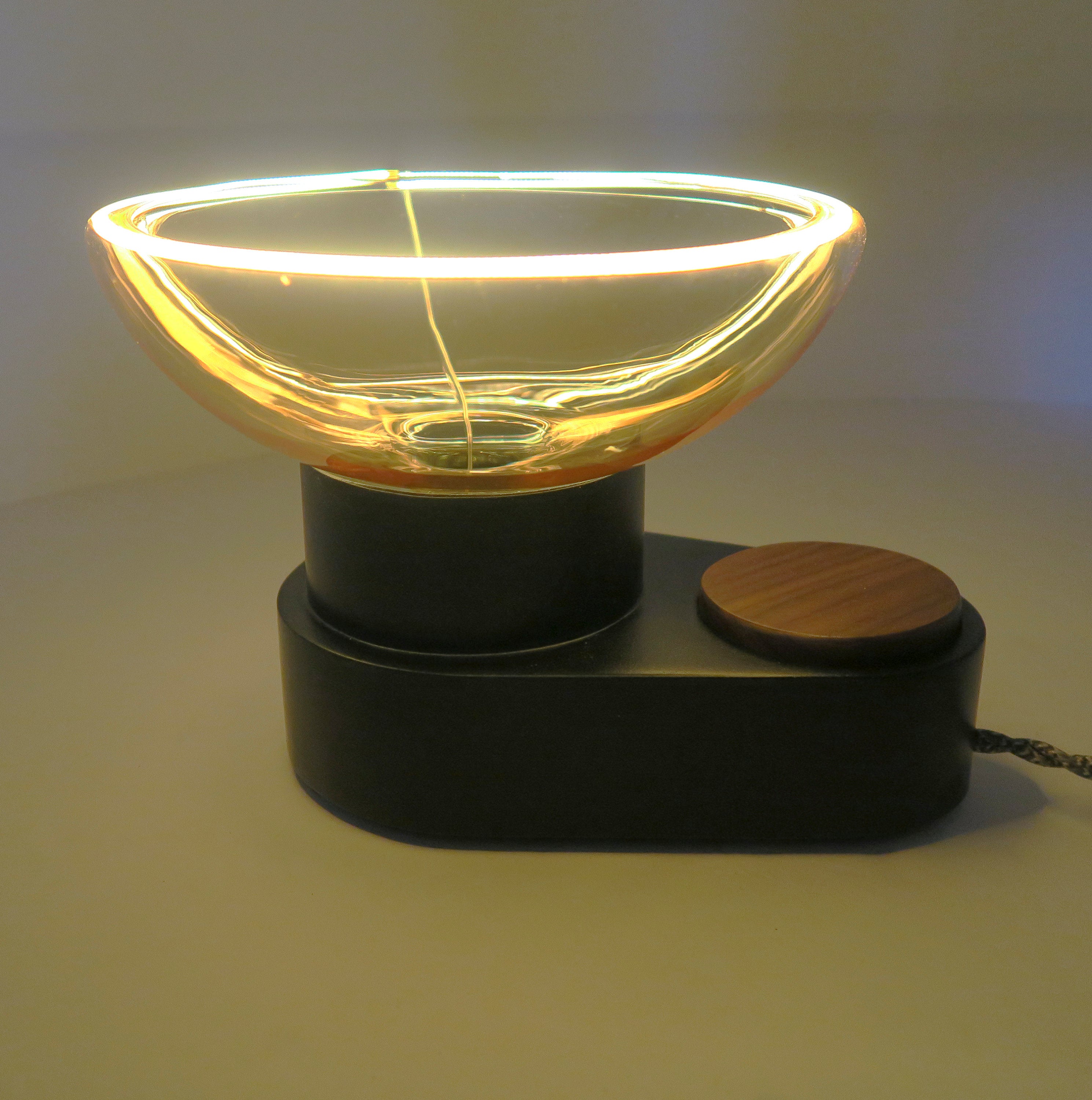 LED modern Lamp Oval - wood lamp with dimmer - European look lighting - unique light - original Lighting - Unique LED Bulb - Choice of Knob