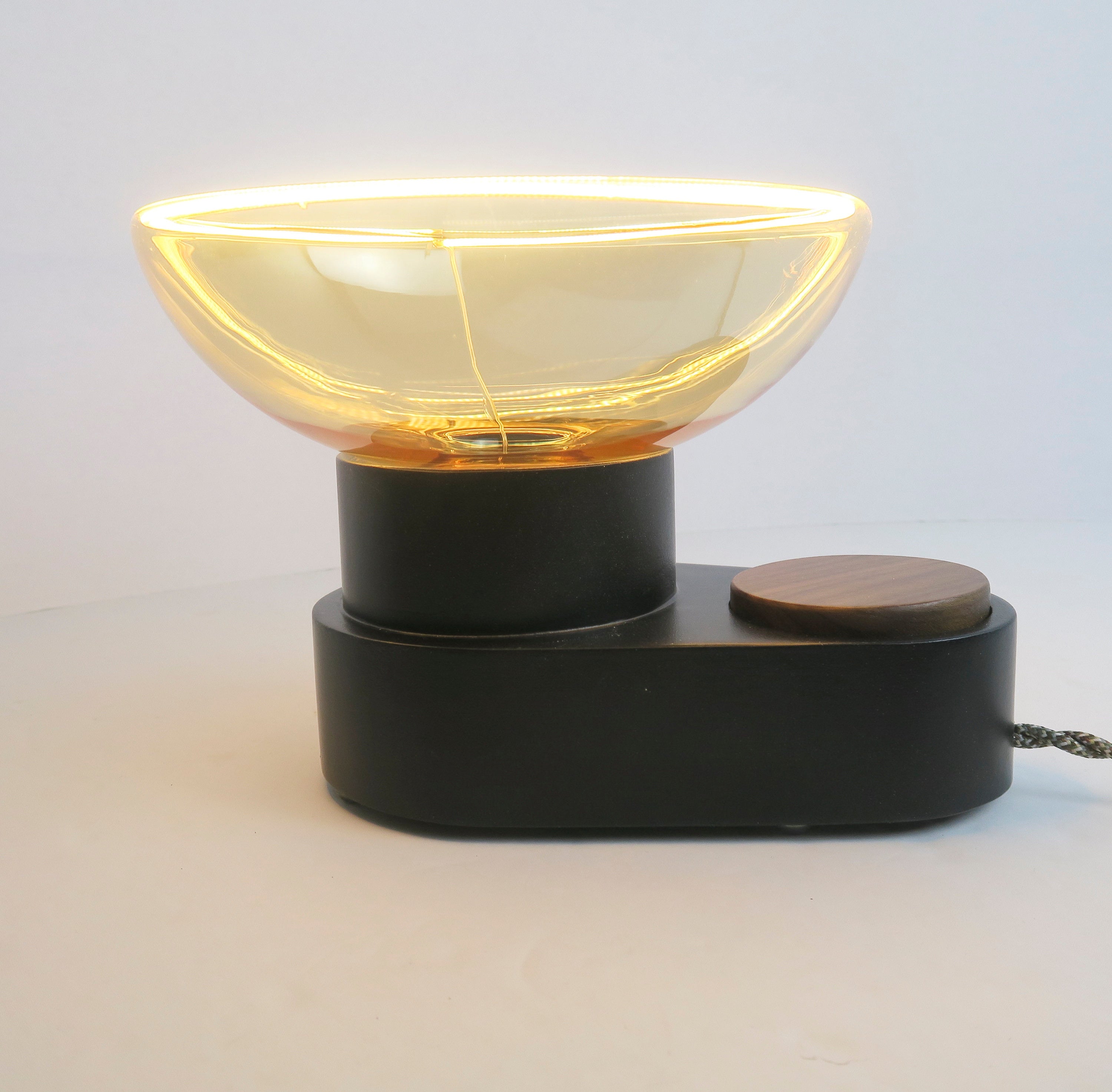 LED modern Lamp Oval - wood lamp with dimmer - European look lighting - unique light - original Lighting - Unique LED Bulb - Choice of Knob