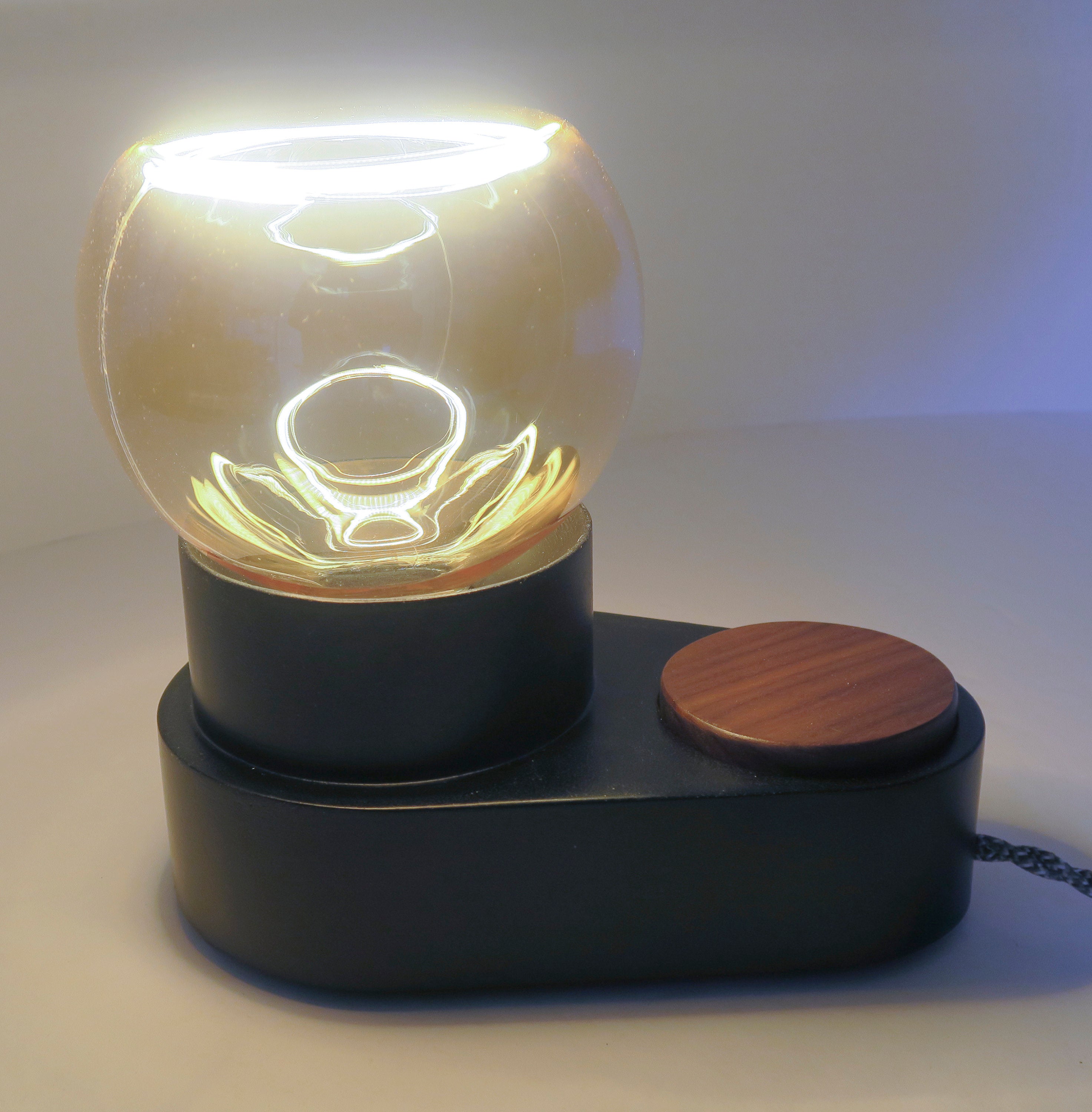 LED modern Lamp Oval - wood lamp with dimmer - European look lighting - unique light - original Lighting - Unique LED Bulb - Choice of Knob