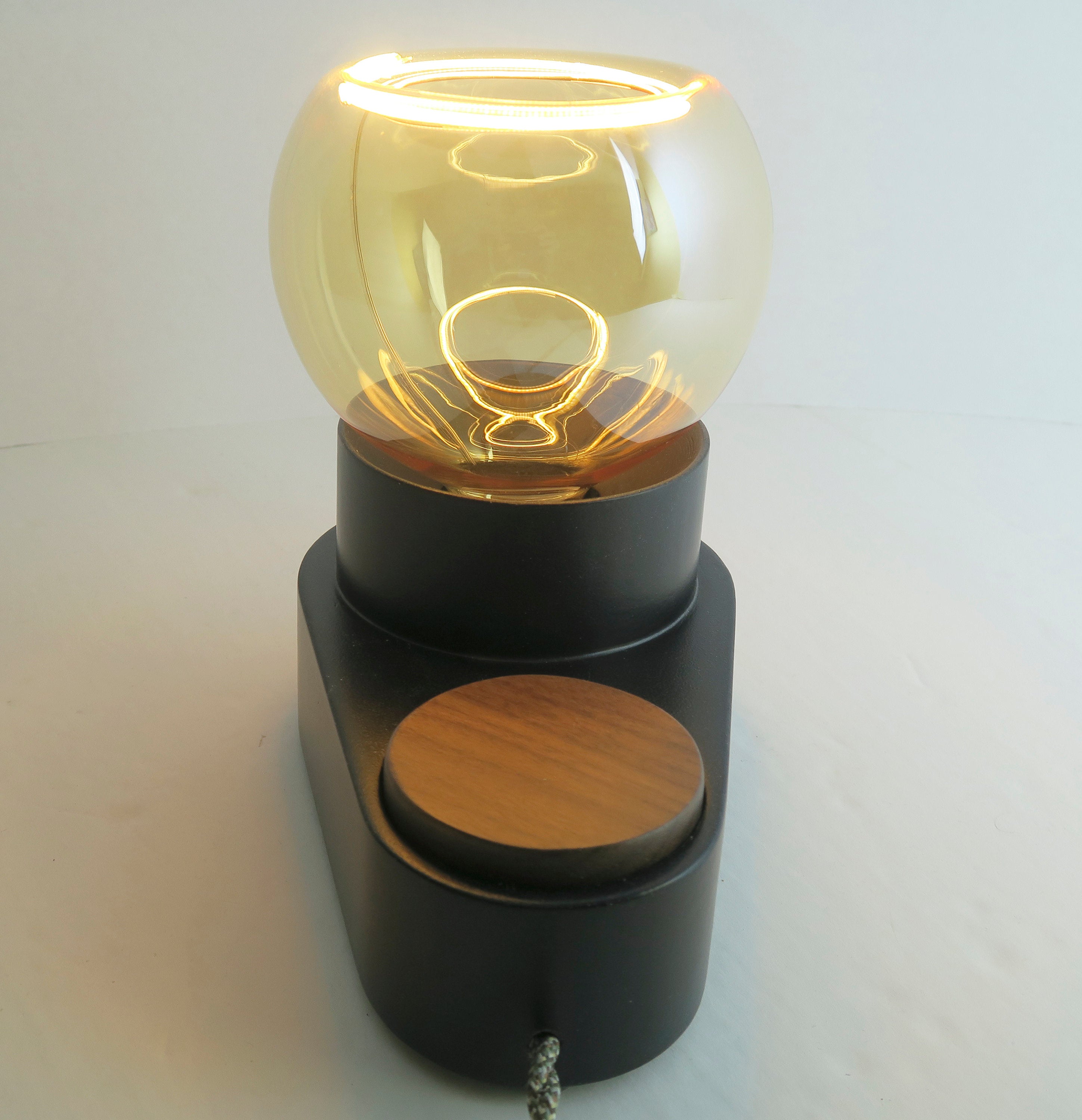 LED modern Lamp  Oval - wood lamp with dimmer - European look lighting - unique light - original Lighting - Unique LED Bulb - Choice of Knob