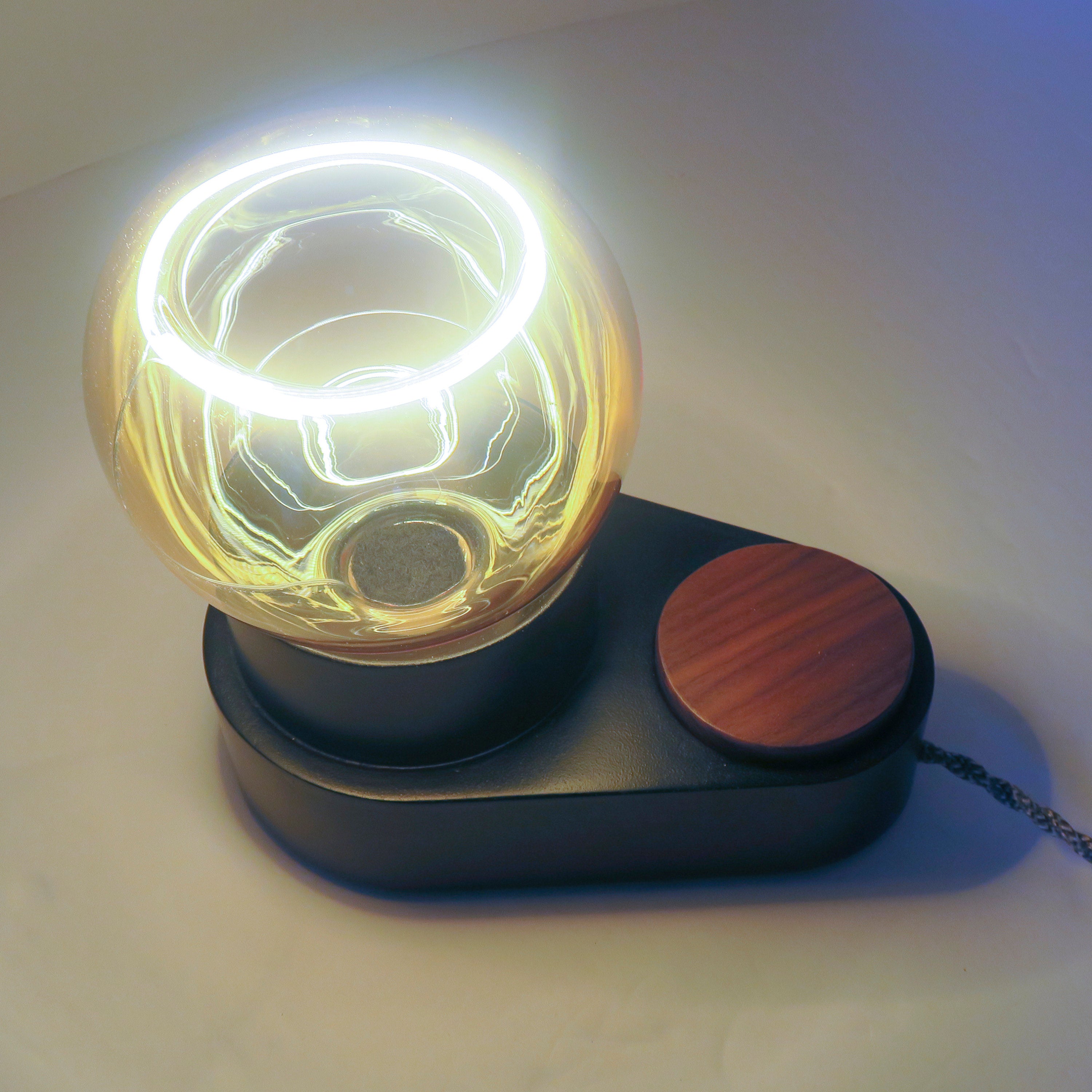 LED modern Lamp Oval - wood lamp with dimmer - European look lighting - unique light - original Lighting - Unique LED Bulb - Choice of Knob
