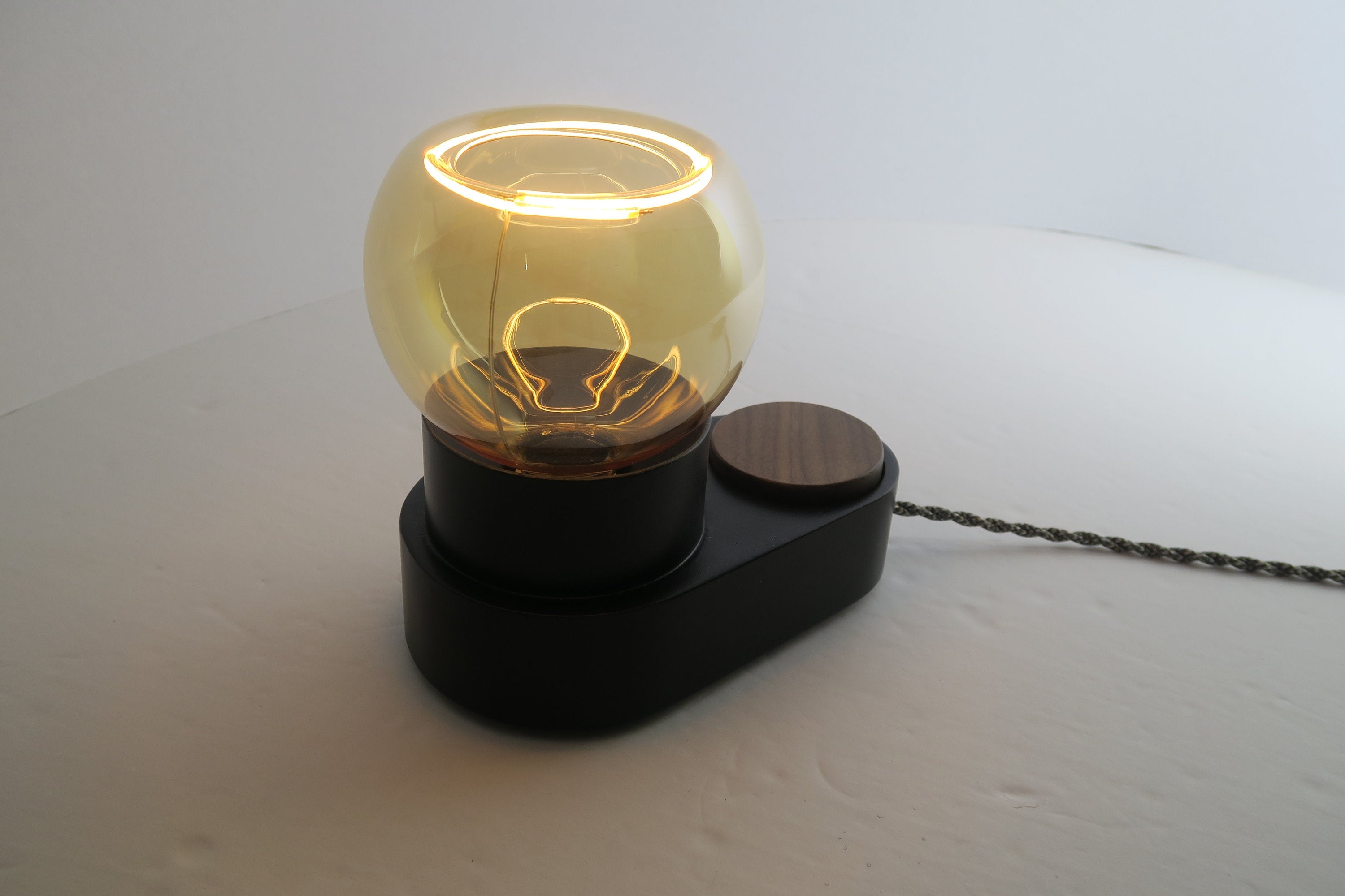 LED modern Lamp  Oval - wood lamp with dimmer - European look lighting - unique light - original Lighting - Unique LED Bulb - Choice of Knob