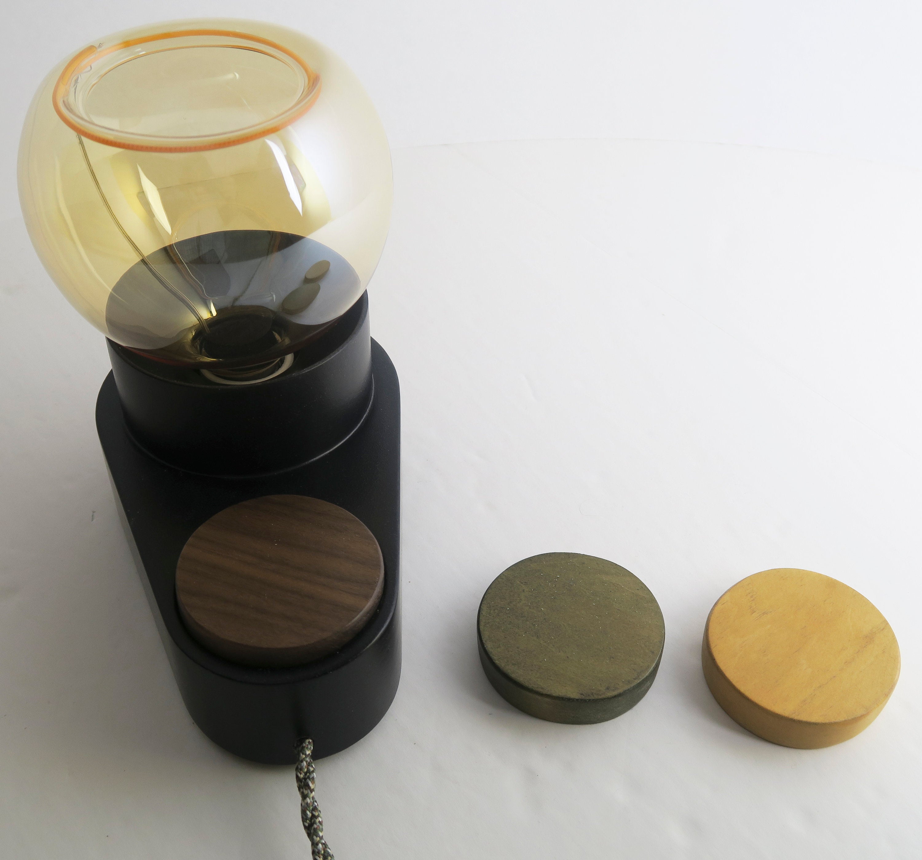 LED modern Lamp Oval - wood lamp with dimmer - European look lighting - unique light - original Lighting - Unique LED Bulb - Choice of Knob