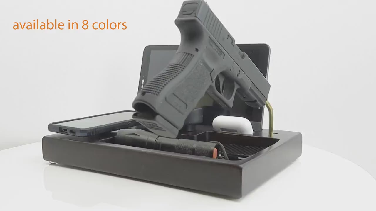 edc dump tray, Personalized gift for men, tech organizer, display charger VALET tray, Phone Docking Station for gun,  Night stand Organizer