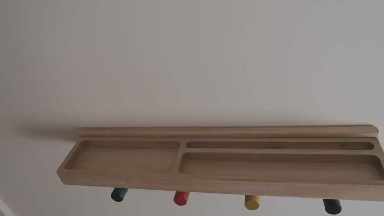Gift for Valentine Day, Shelf with colored Hooks, Wall Organizer with Hooks /Mail, Wood Wall Charging Station Organizer, key magnet