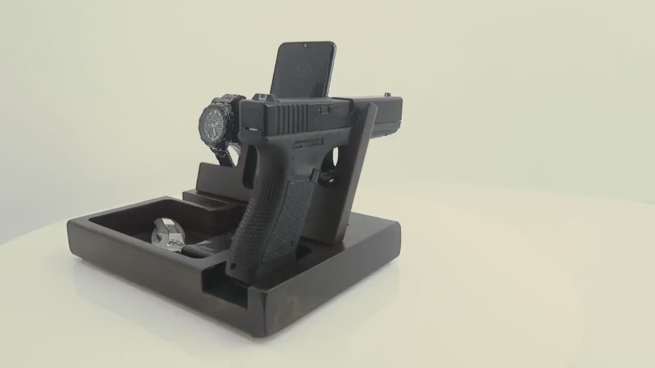 Personalized gift for men, EDC Phone Docking Station for gun, EDC Tray Caddy , Charging Station Organizer