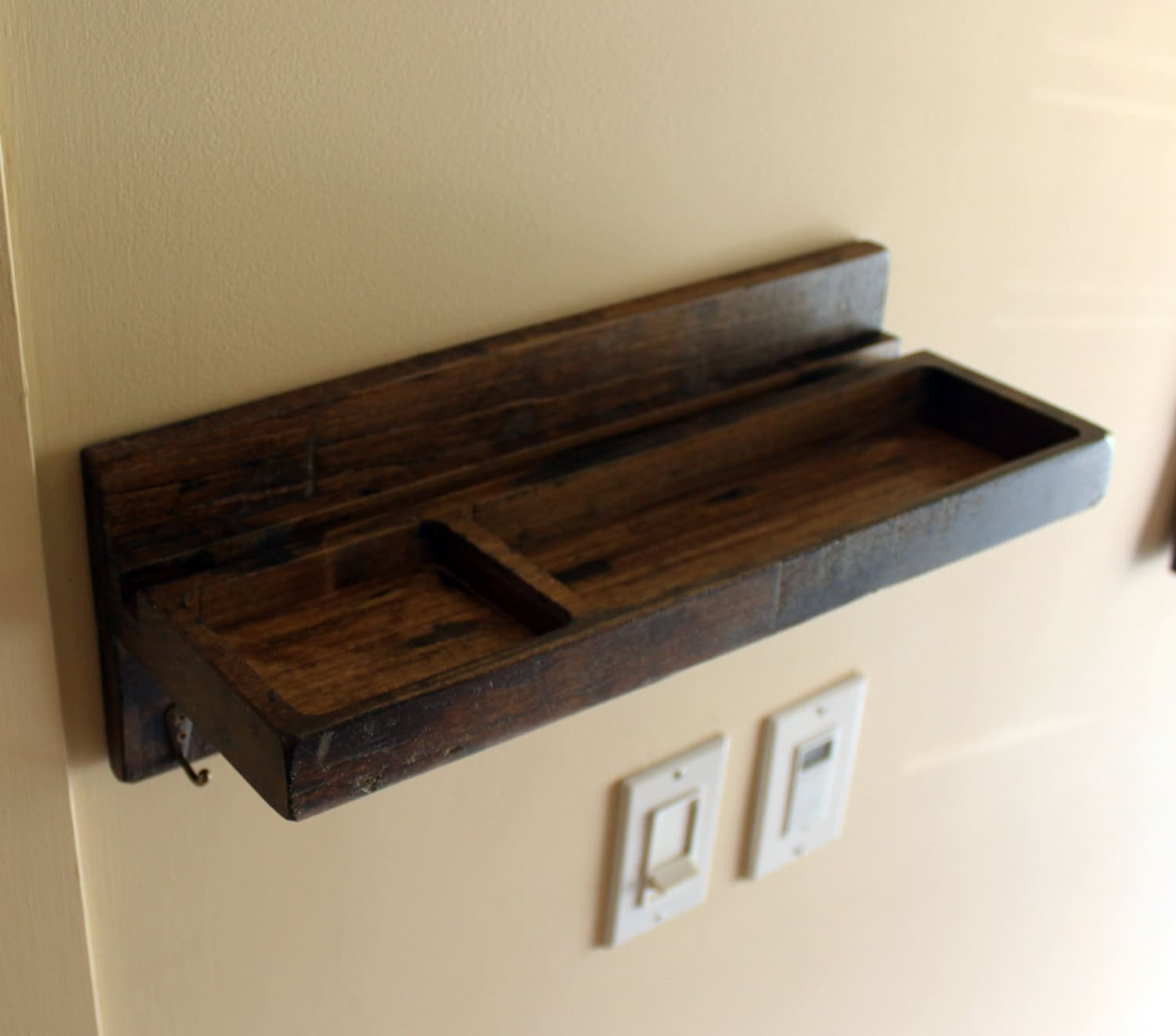 Personalized gift for anniversary, birthday - Wall Organizer with Hooks and Mail - Charging Station Organizer - Wood Wall Docking Station  Standout EDC