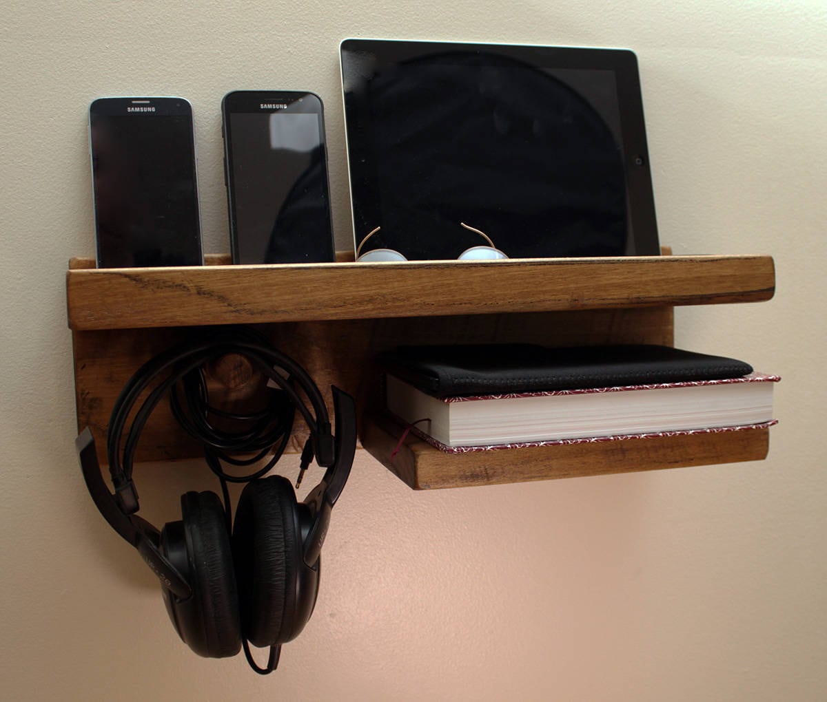 Personalized Bedside Table, floating shelf, floating nightstand, Wood Wall Standout EDC