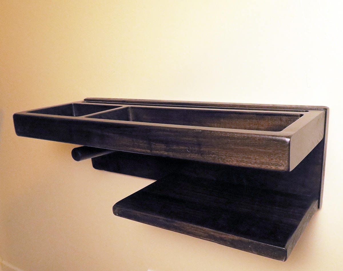 Personalized Bedside Table, floating shelf, floating nightstand, Wood Wall  Standout EDC