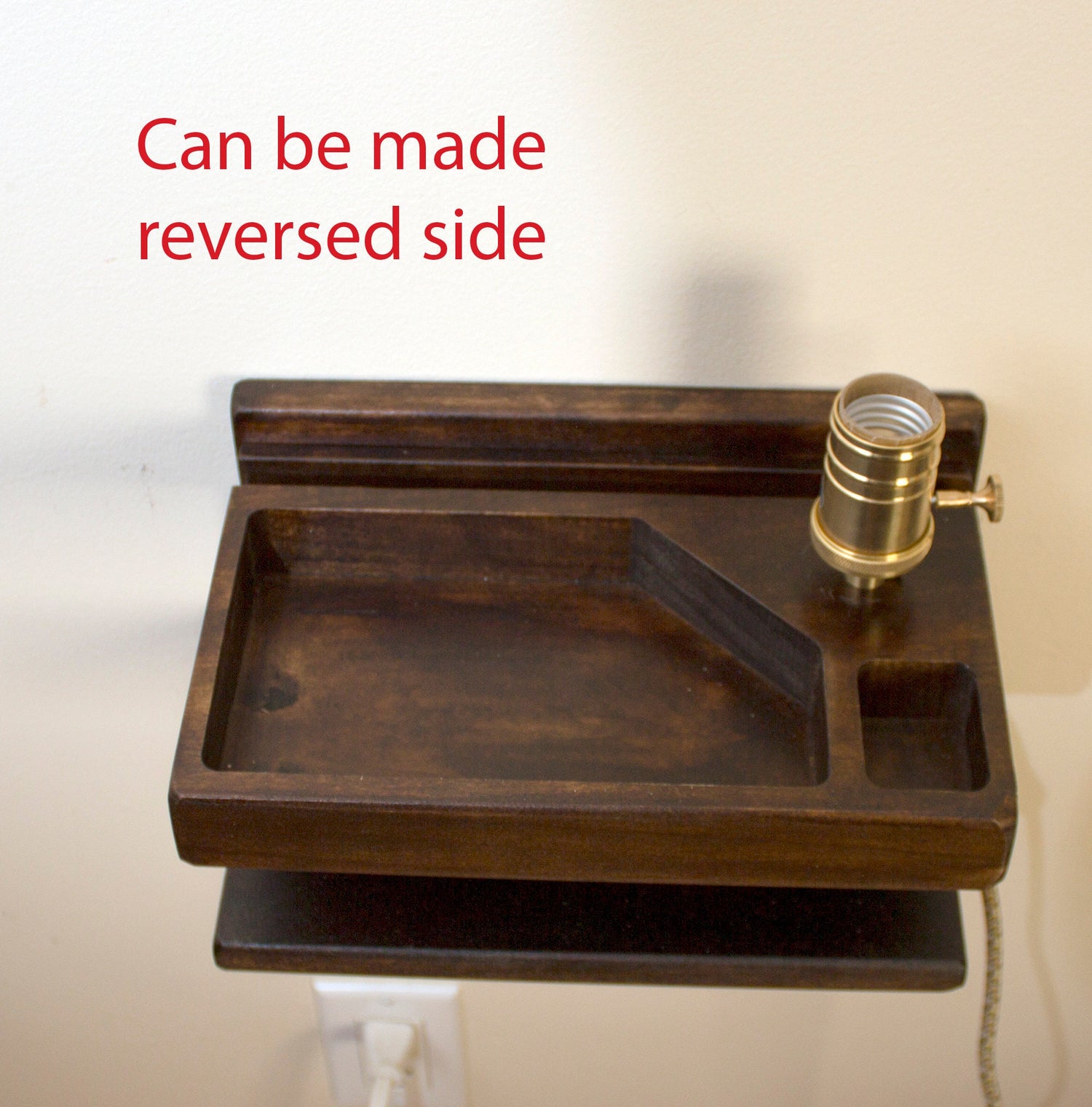 floating nightstand, floating shelf ,Wall Charging Station Organizer, Small nightstand with lamp, Wall Docking Charging Station Organizer  Standout EDC