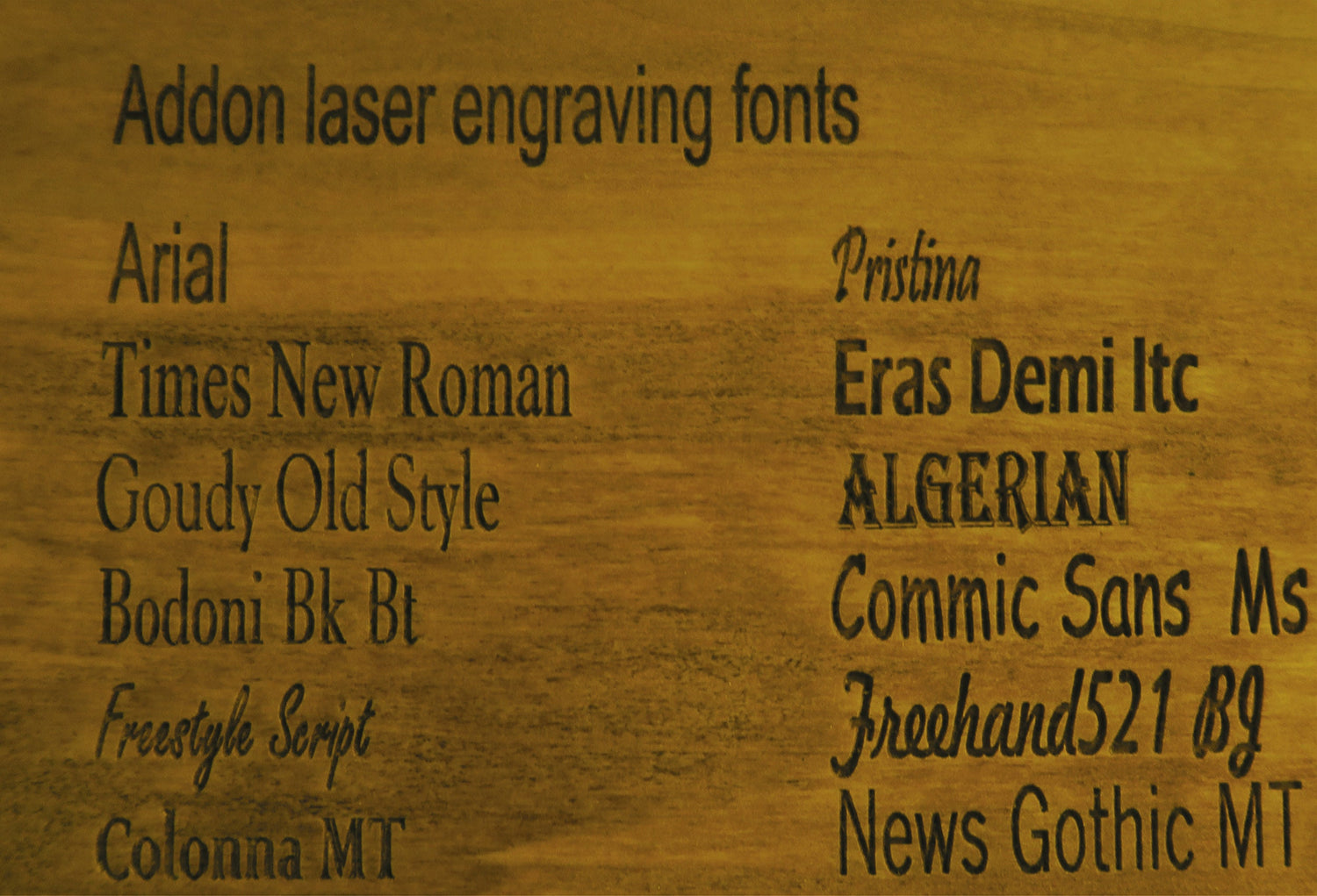 Engraving options, personalized item