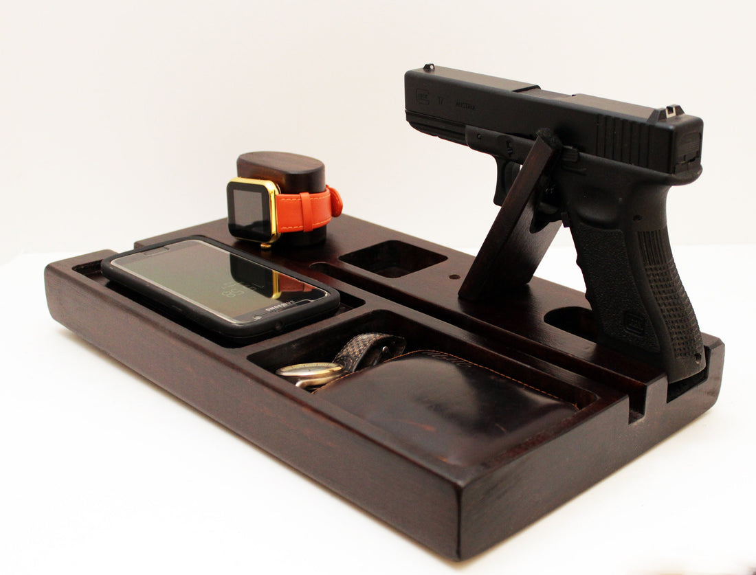 Personalized Gift ,  Gift Idea, EDC VALET tray, Charging Station with Qi charger  Standout EDC