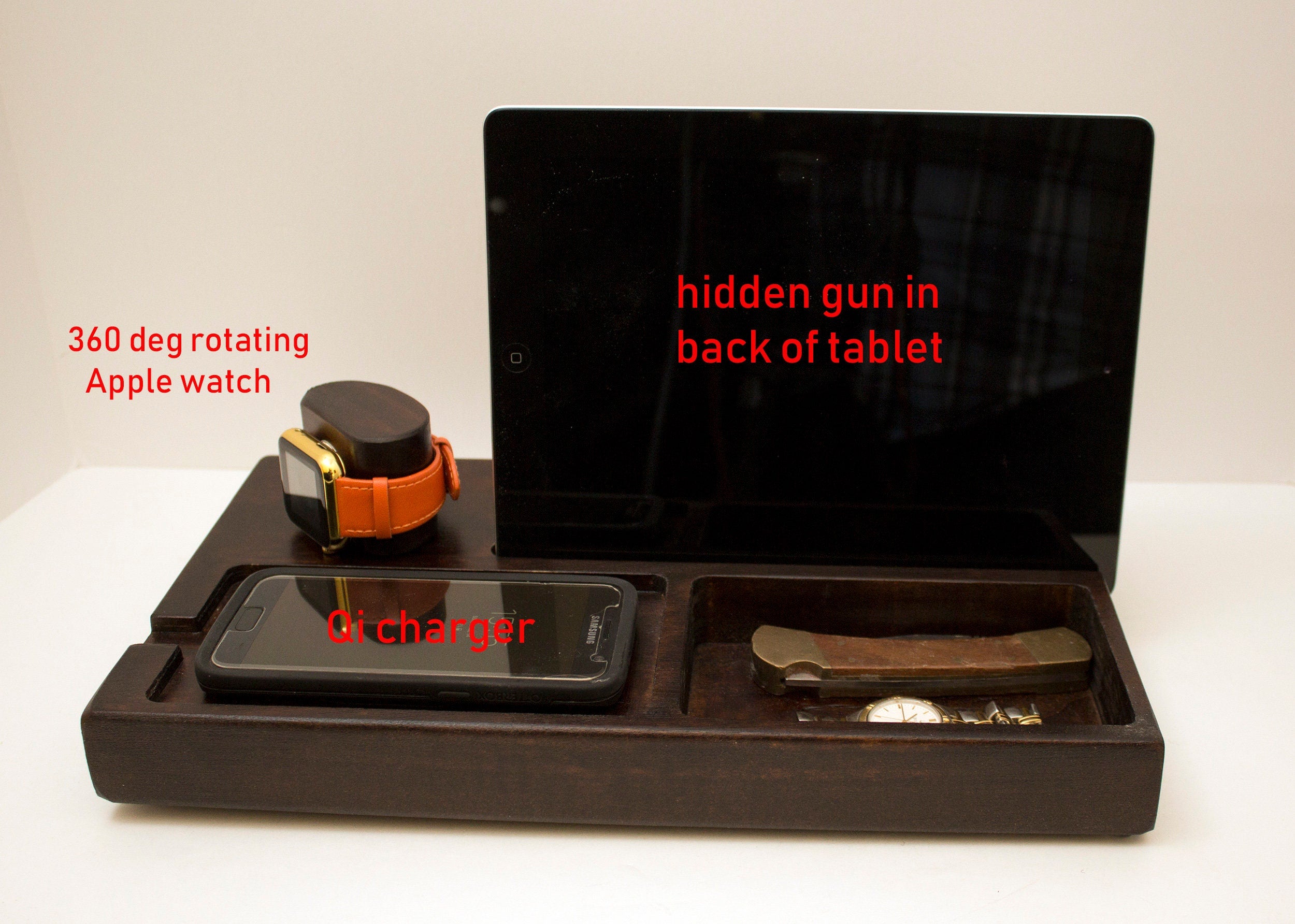 Handcrafted Desk Organizer – Gadget Organizer – Desk Charging Station Standout EDC