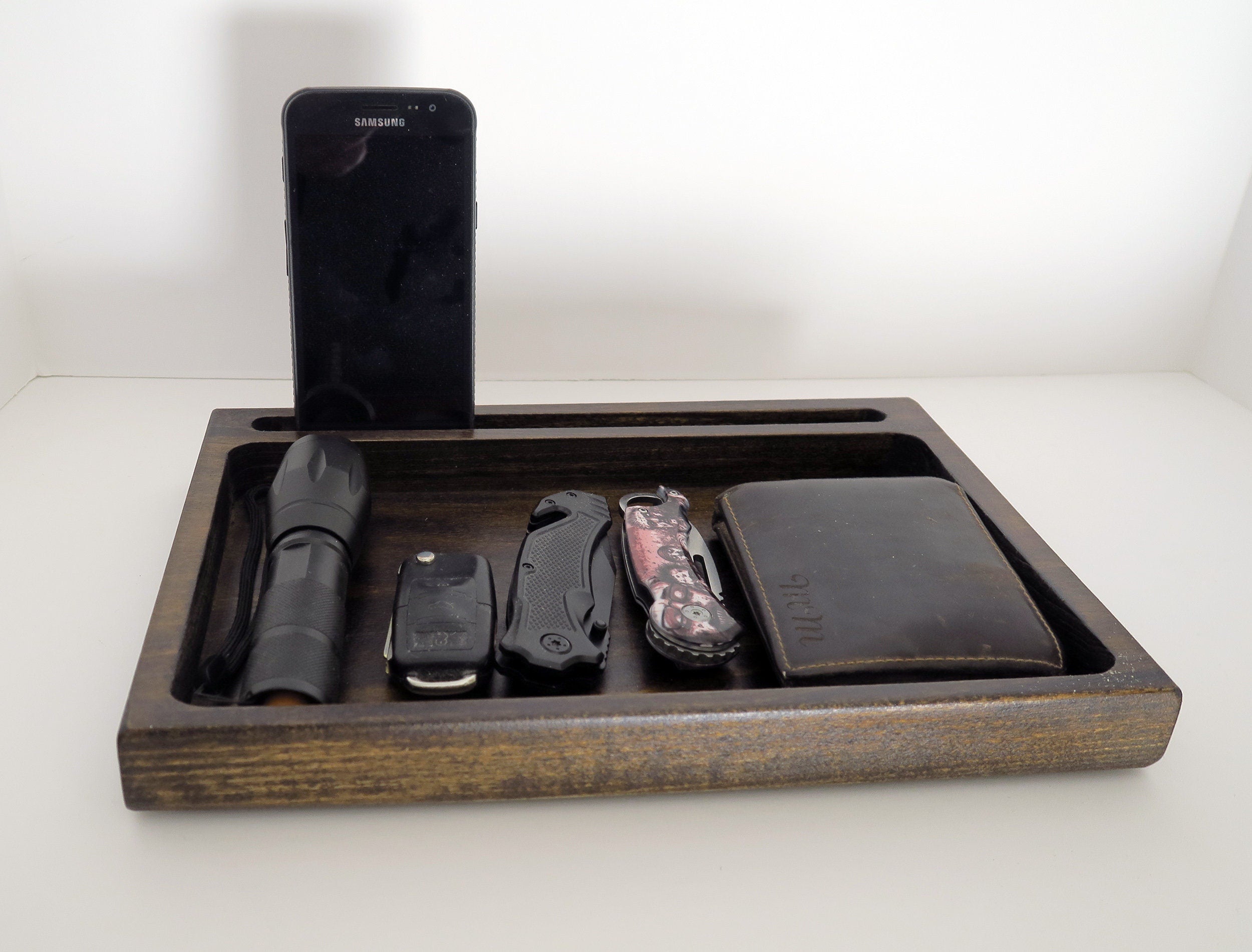 Personalized gift for Christmas, EDC Phone valet tray, edc Tray caddy Standout EDC