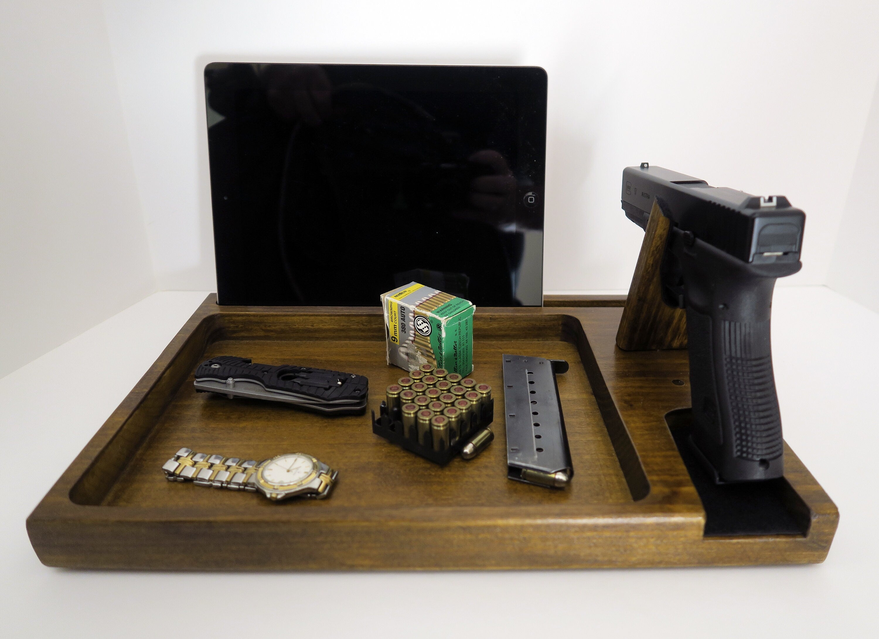 Personalized Gift for Dad, EDC Tray Caddy, Charging Station Organizer, EDC holder