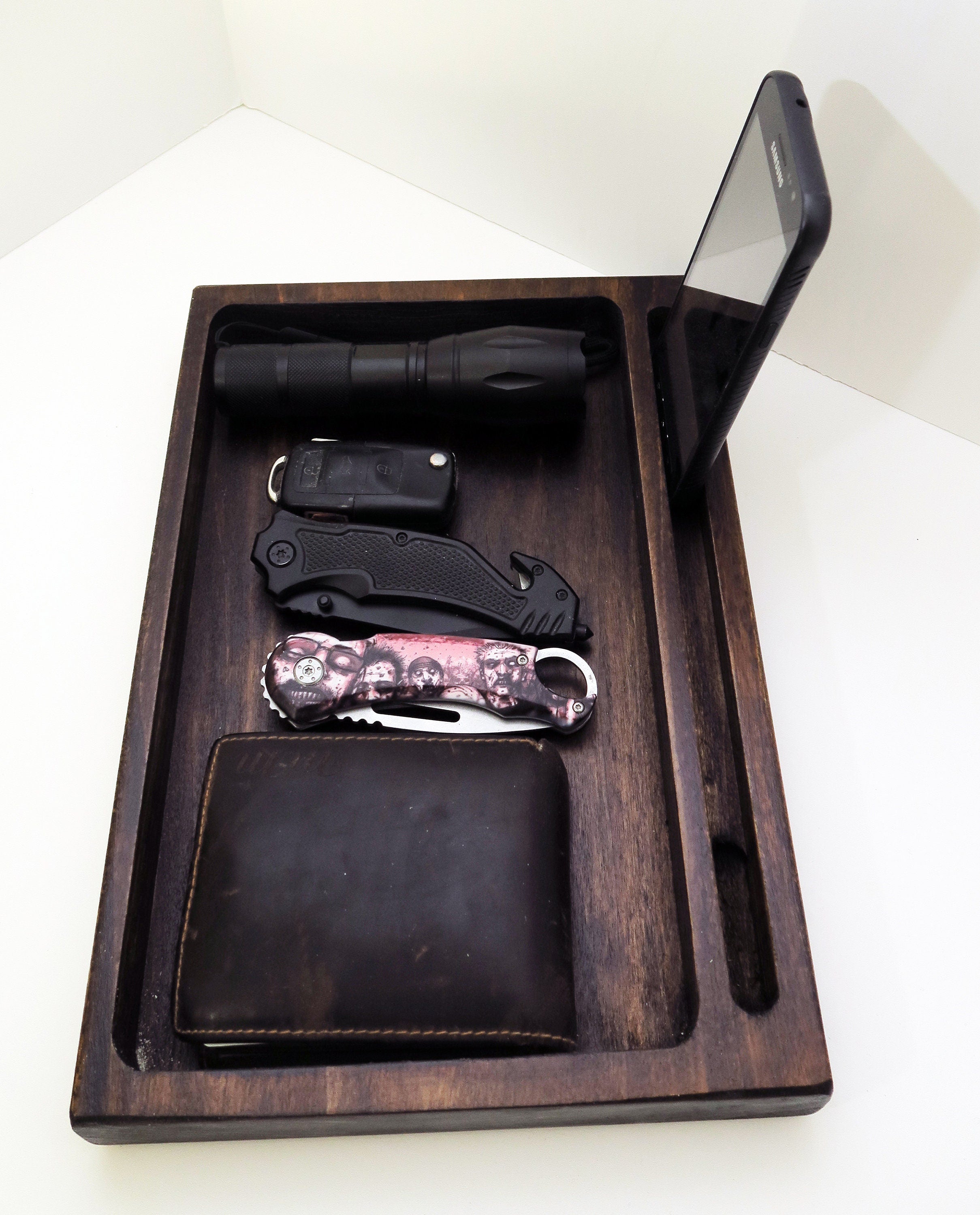 Personalized gift for Christmas, EDC Phone valet tray, edc Tray caddy Standout EDC