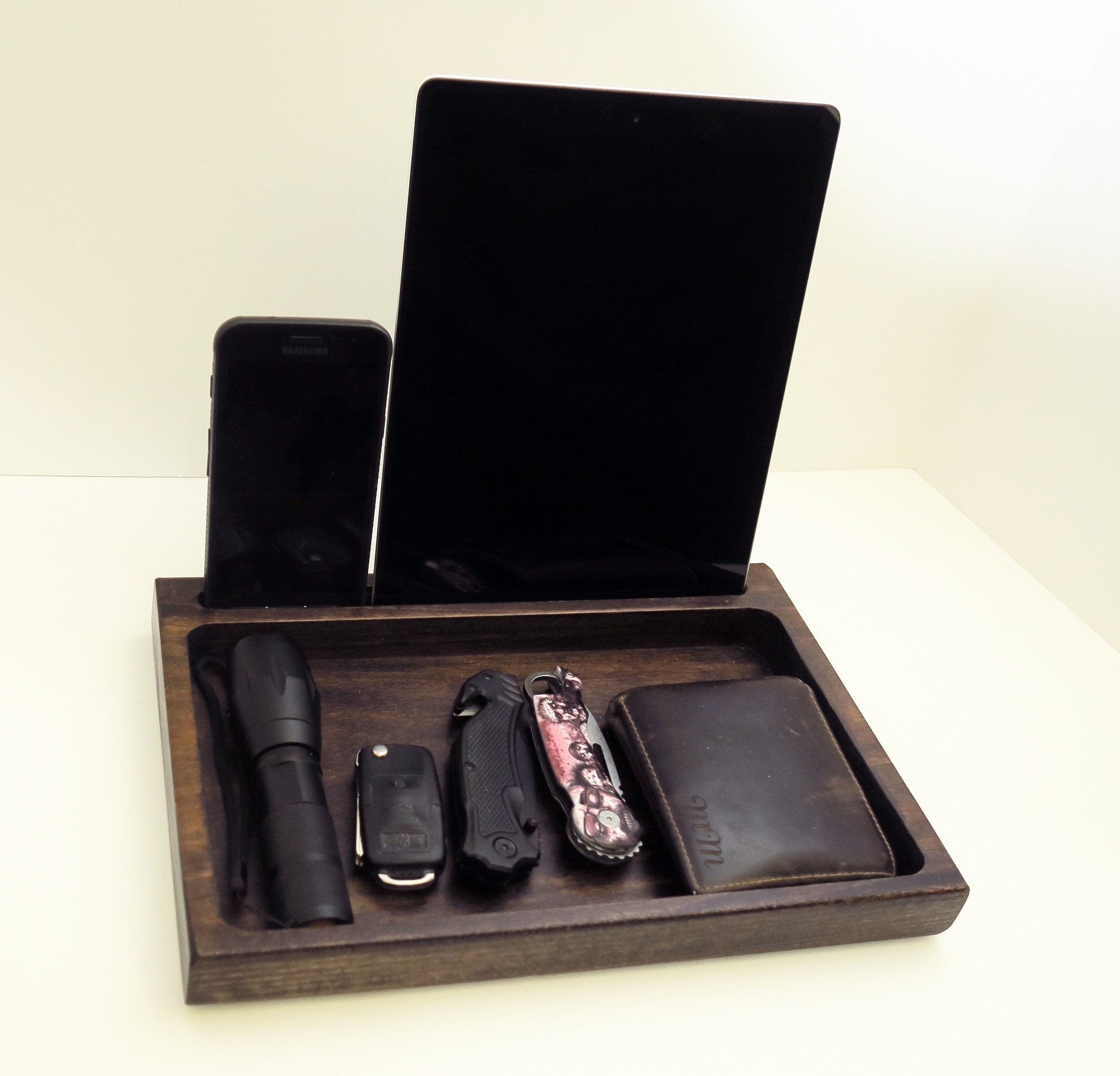 Personalized gift for Christmas, EDC Phone valet tray, edc Tray caddy Standout EDC