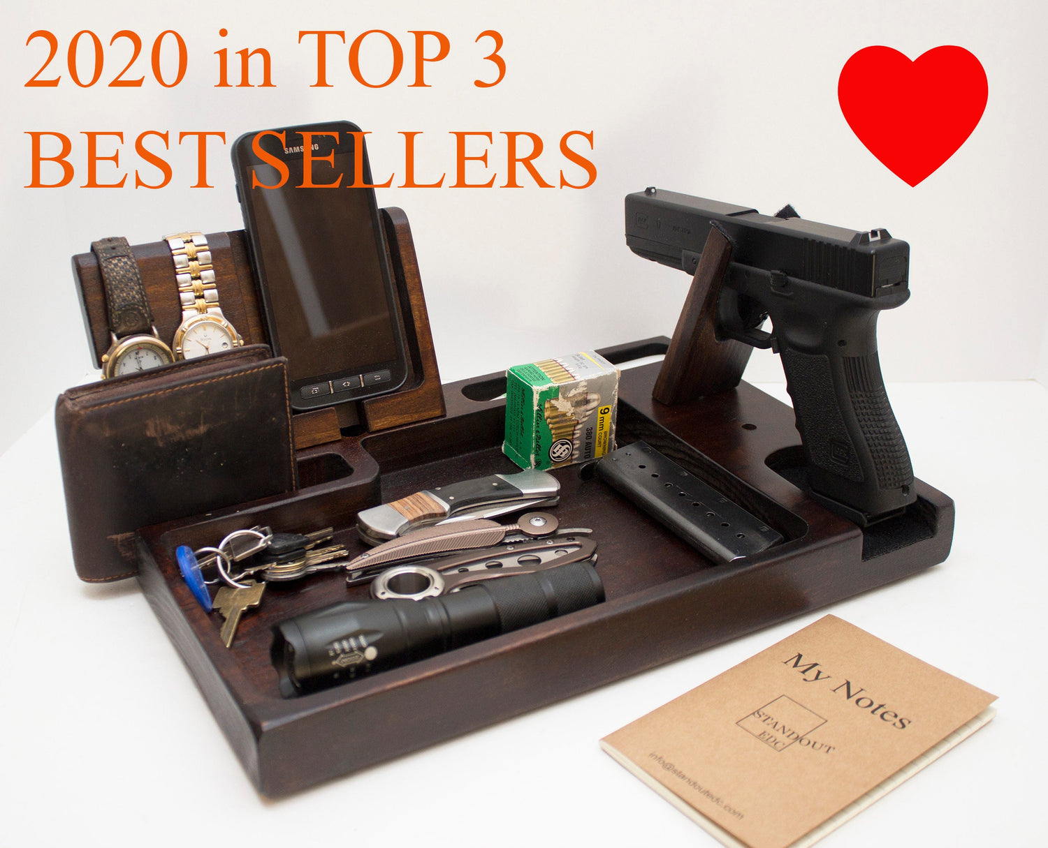 Personalized gift for Christmas, Large EDC VALET tray Phone Docking Station  Standout EDC