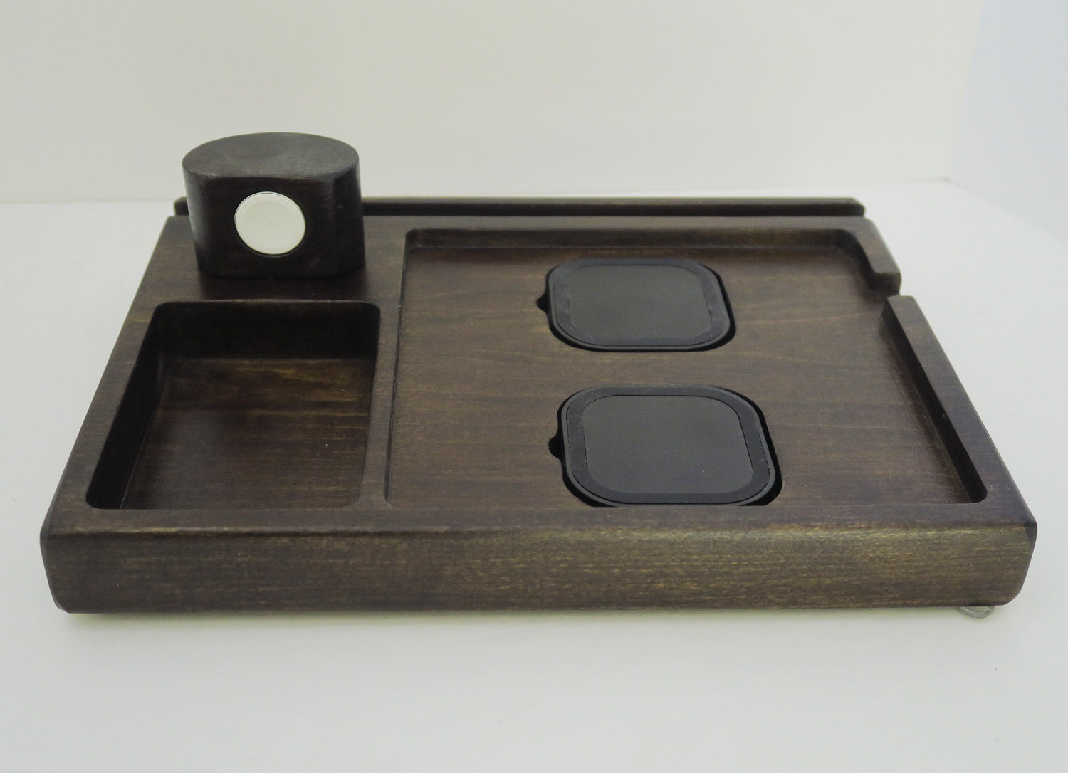 Double QI Charging Station – Gadget Tray – Wooden Charging Dock – Solid Wood Tray – Wireless Charging Station – Desk Organizer  Standout EDC