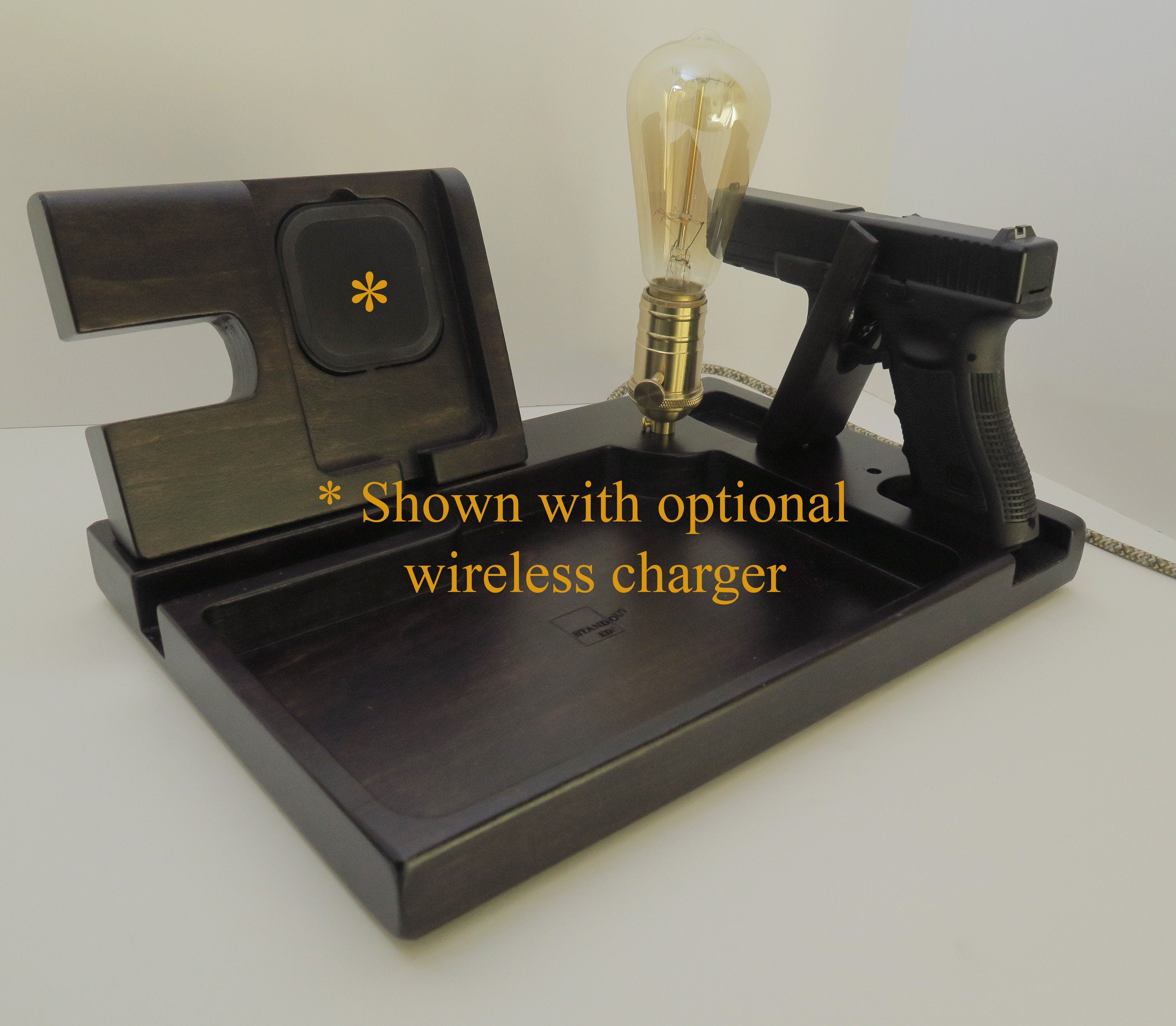 EDC VALET tray Phone Docking Station for gun with lamp, Personalized gift Standout EDC
