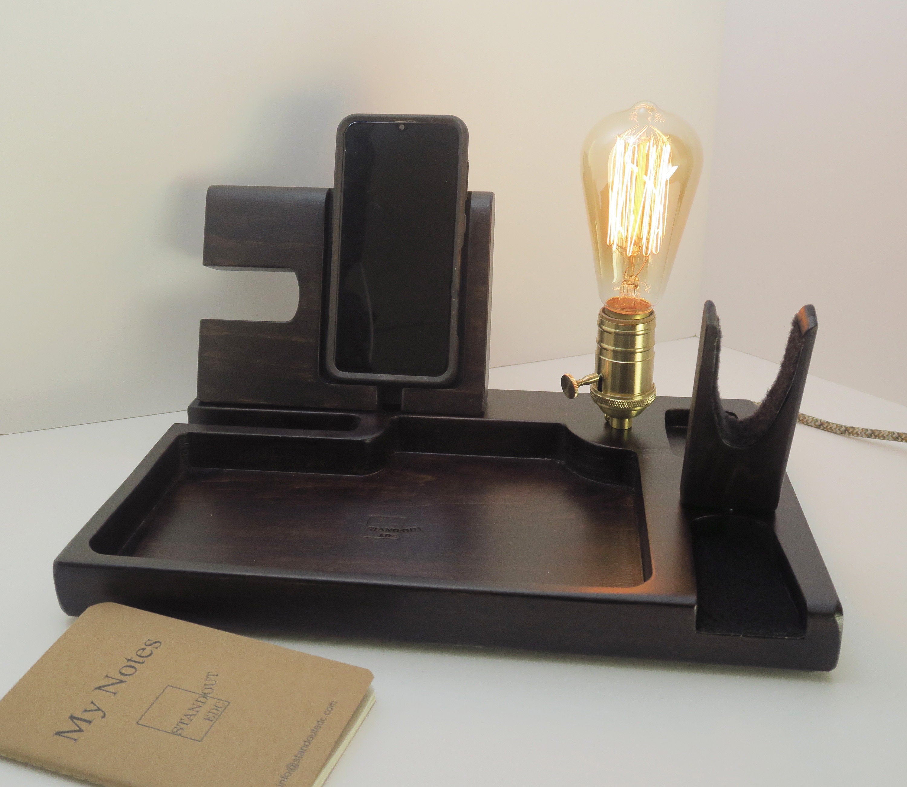 EDC VALET tray Phone Docking Station for gun with lamp, Personalized gift Standout EDC
