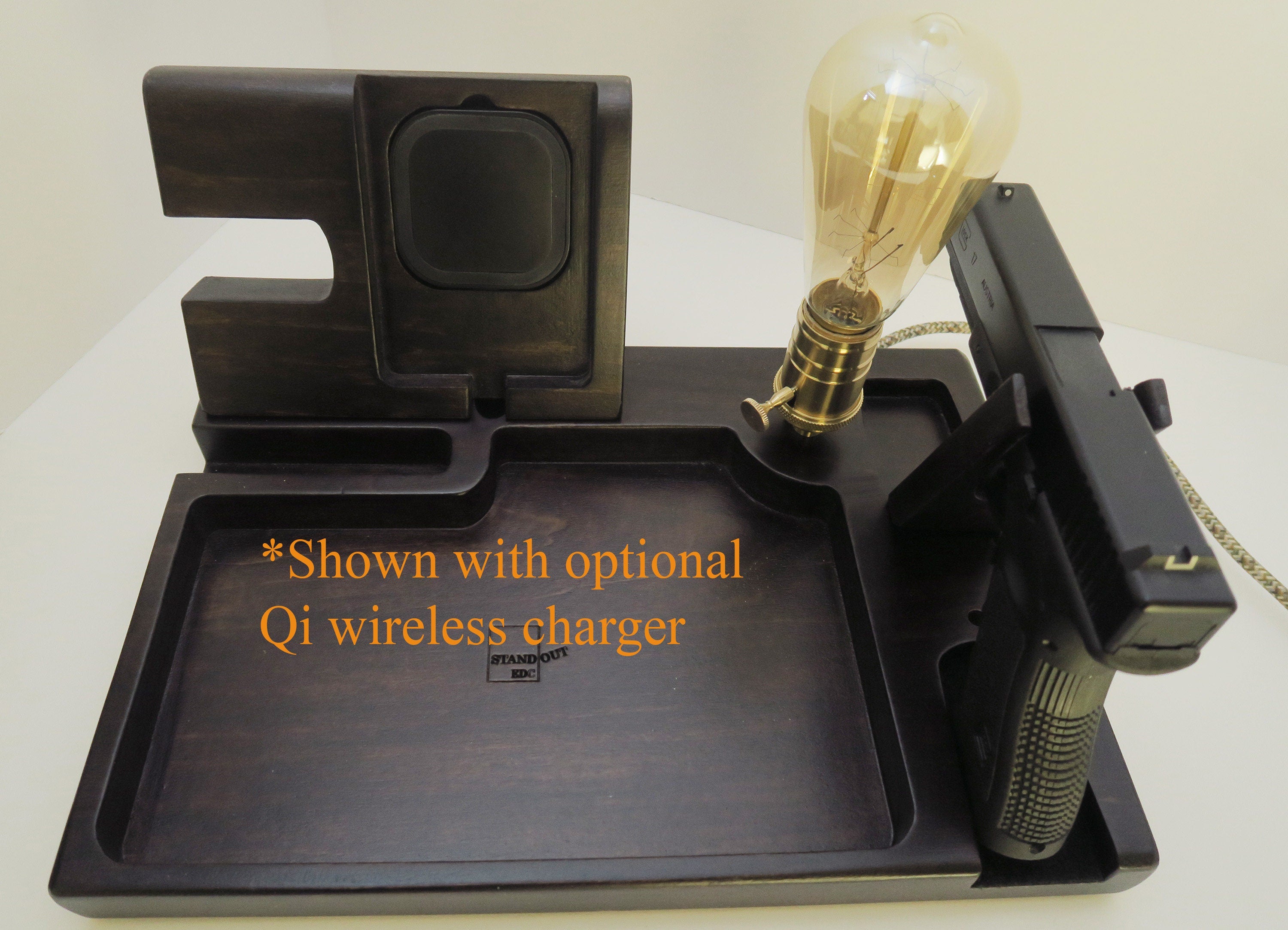 EDC VALET tray Phone Docking Station for gun with lamp, Personalized gift Standout EDC