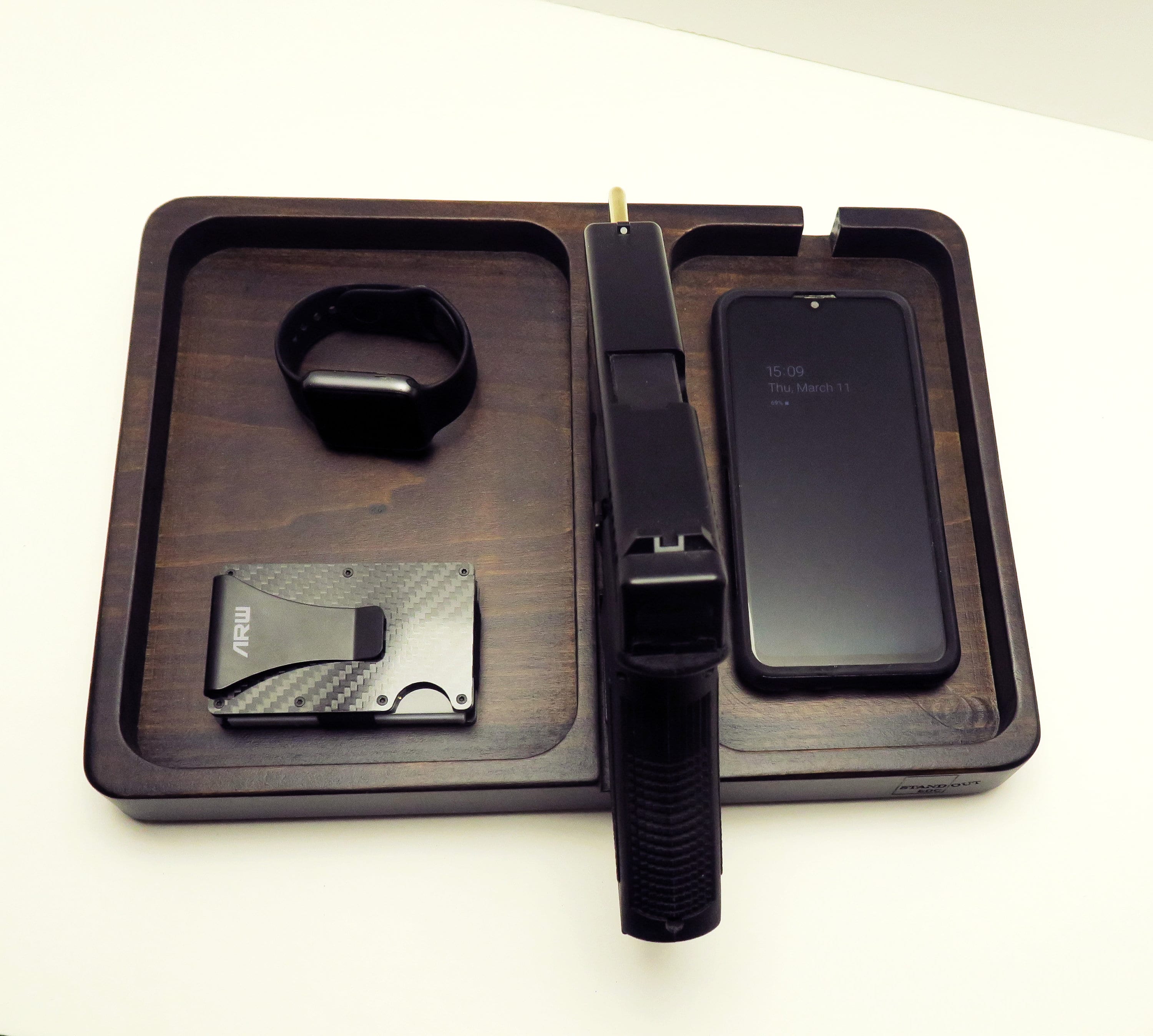 edc dump tray, Personalized gift for men, tech organizer, display charger Standout EDC