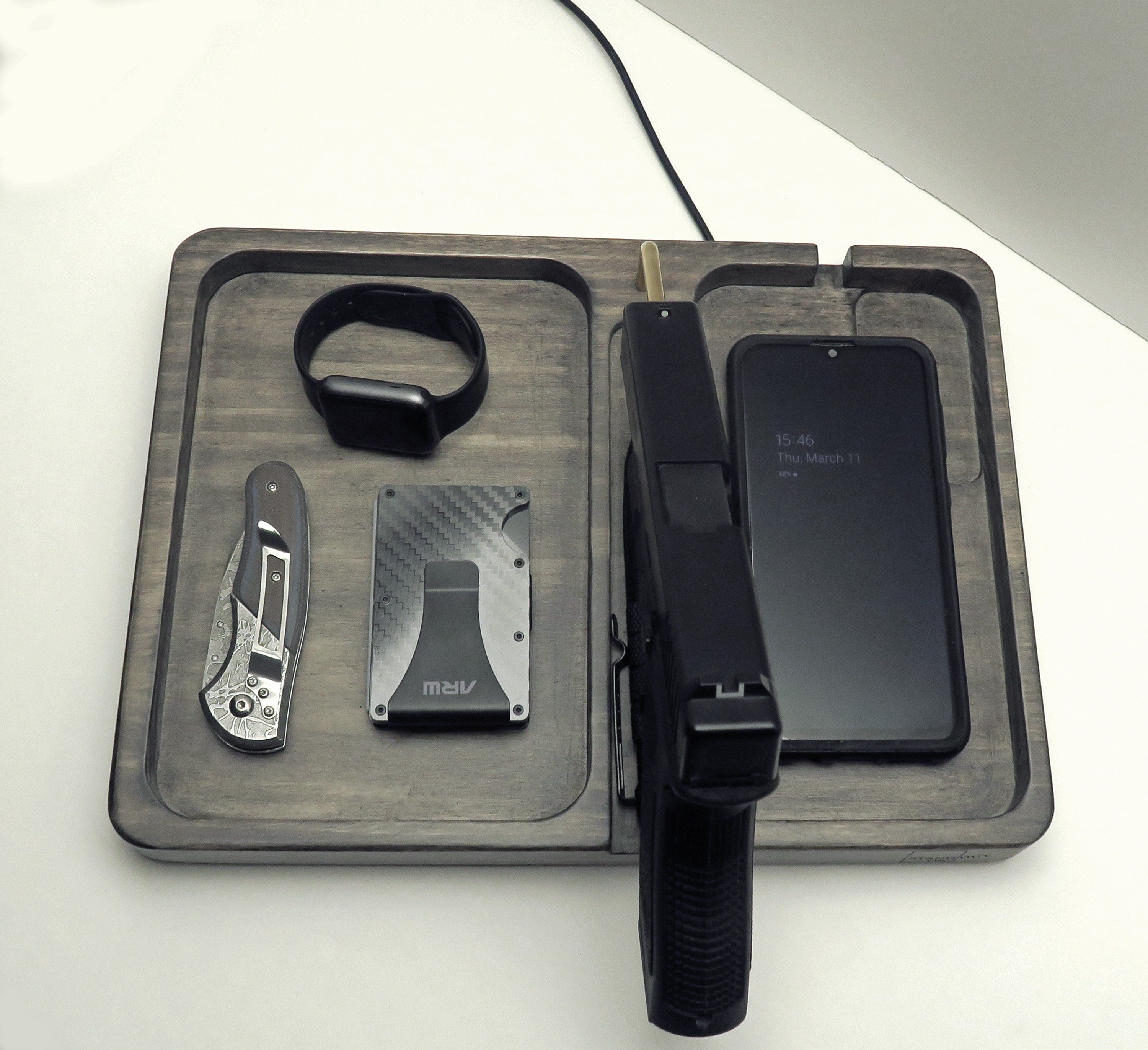 edc dump tray, headphone holder, Personalized gift for men, tech organizer Standout EDC