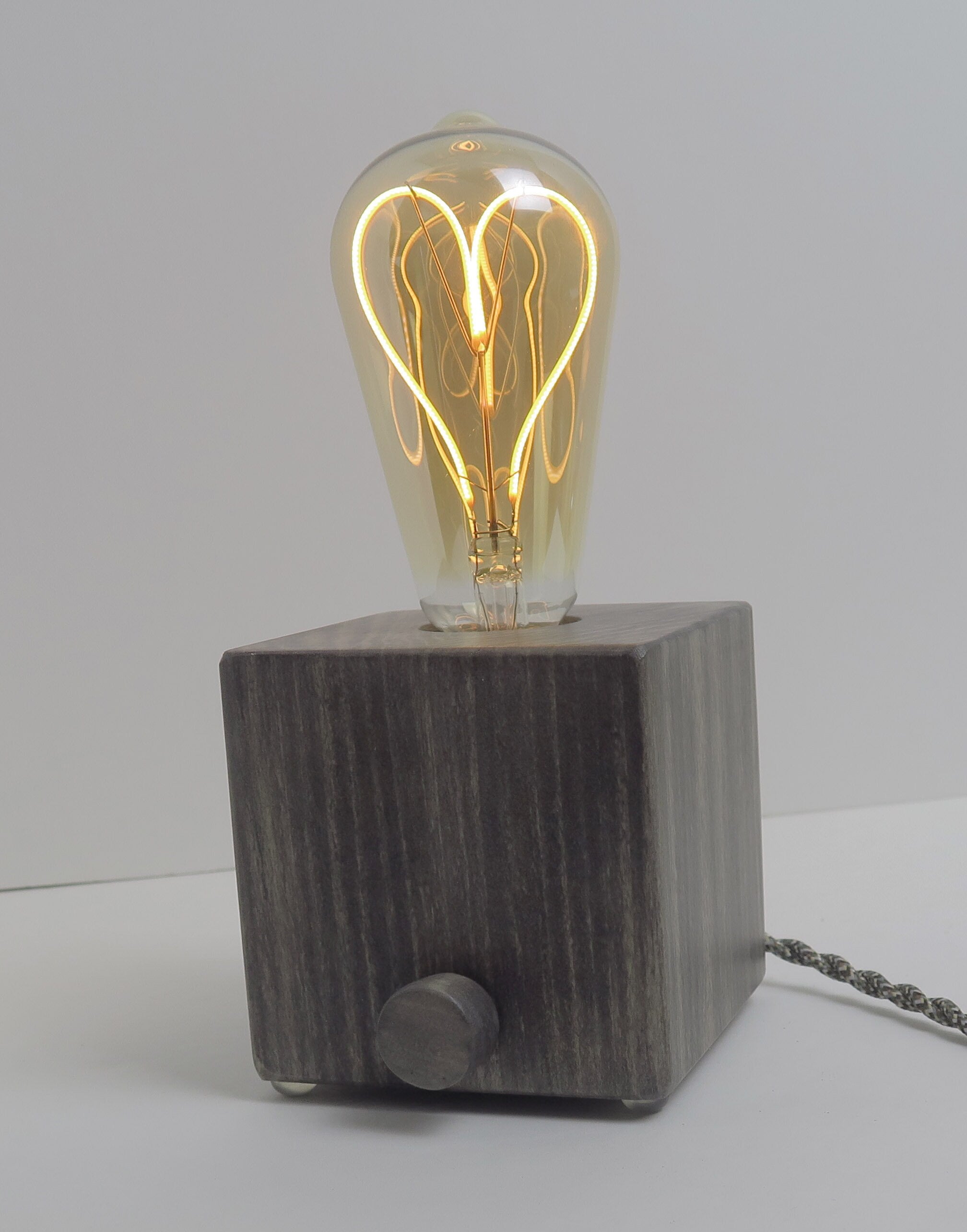 Personalized gift for Christmas, Edison cube Lamp, Wood cube Lamp Base Standout EDC