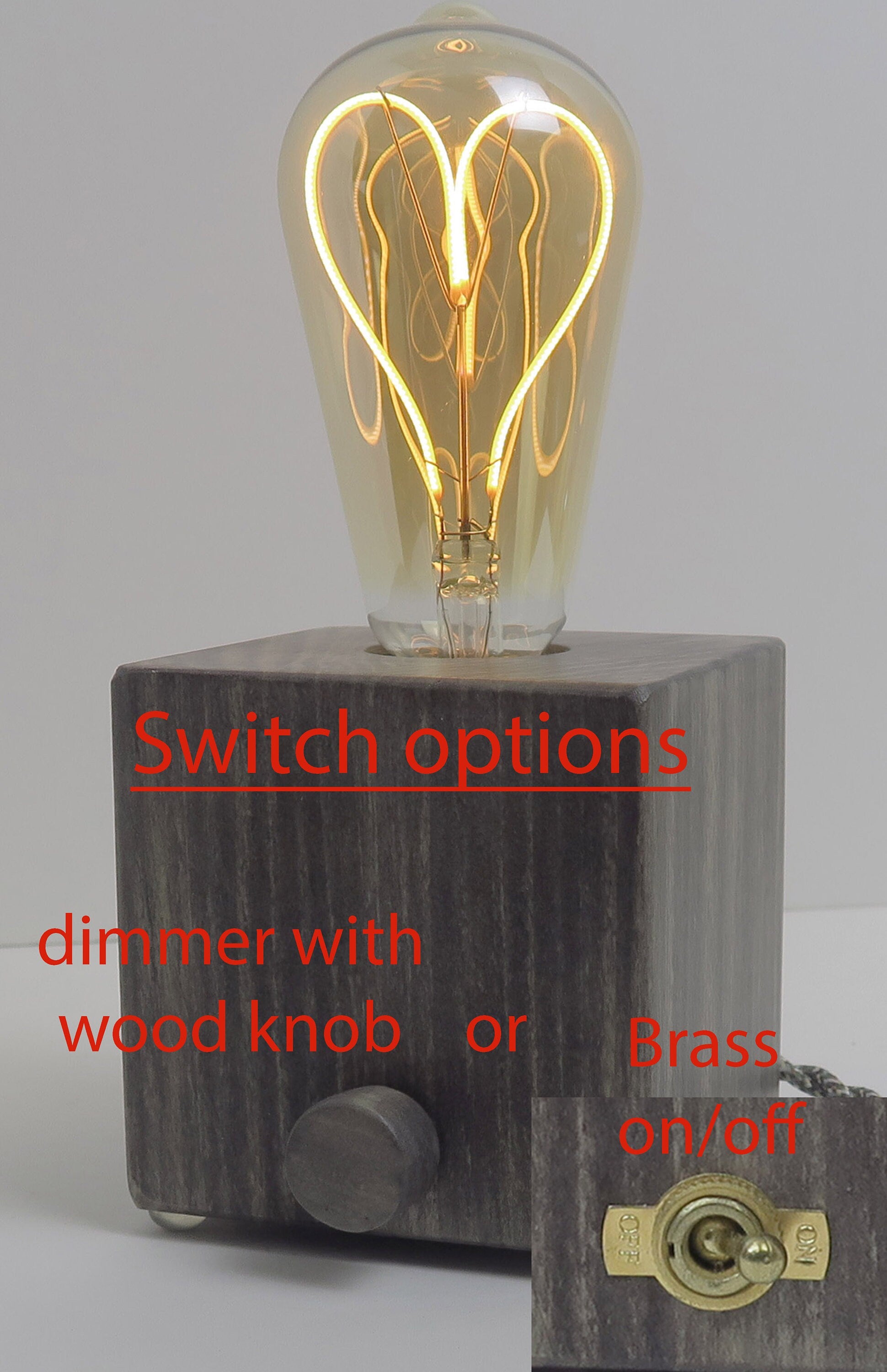Personalized gift for Christmas, Edison cube Lamp, Wood cube Lamp Base Standout EDC