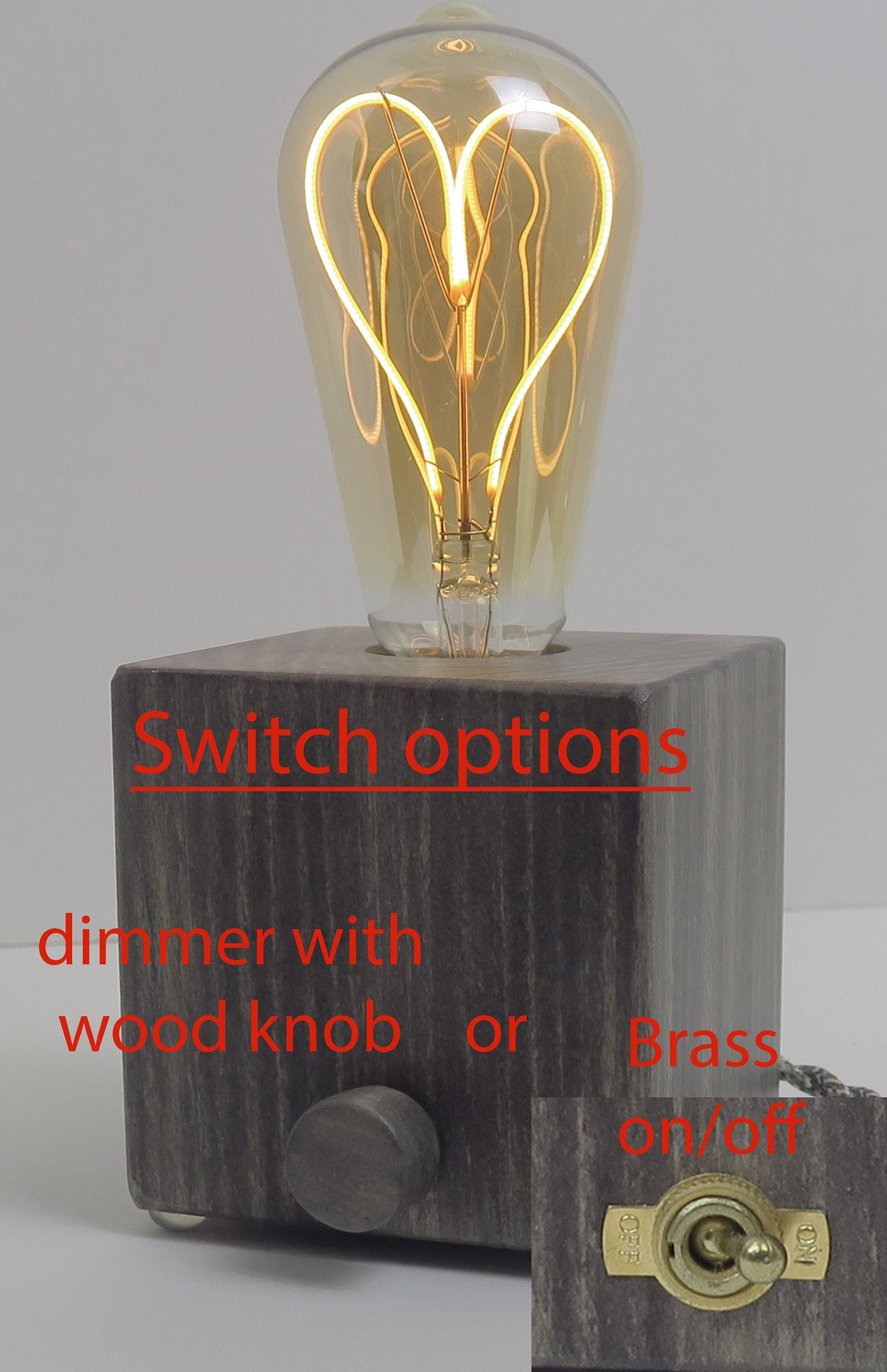 Edison Cube Lamp Wood cube Lamp Base with Edison Bulb Unique Lighting  Standout EDC