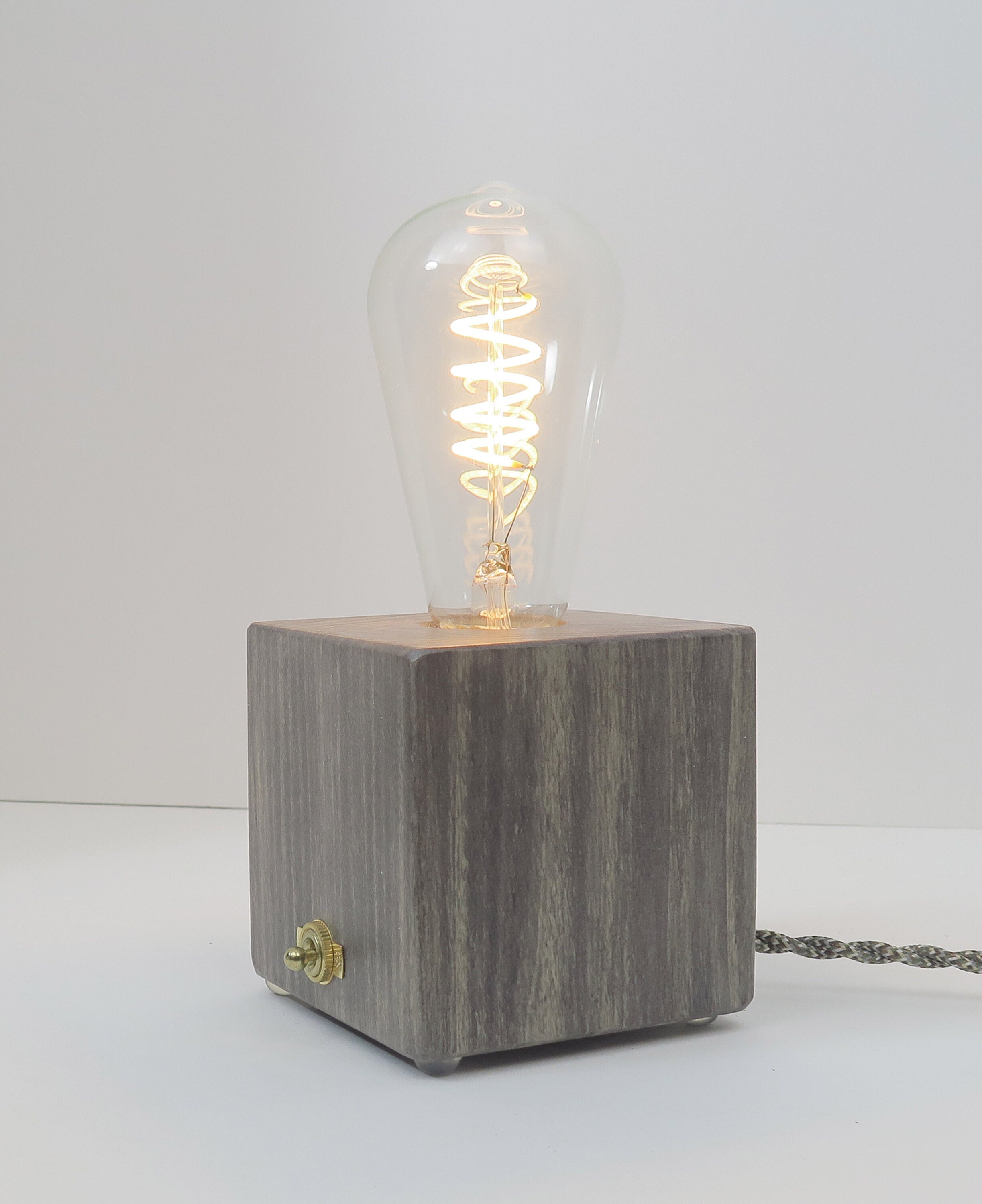 Personalized gift for Christmas, Edison cube Lamp, Wood cube Lamp Base Standout EDC