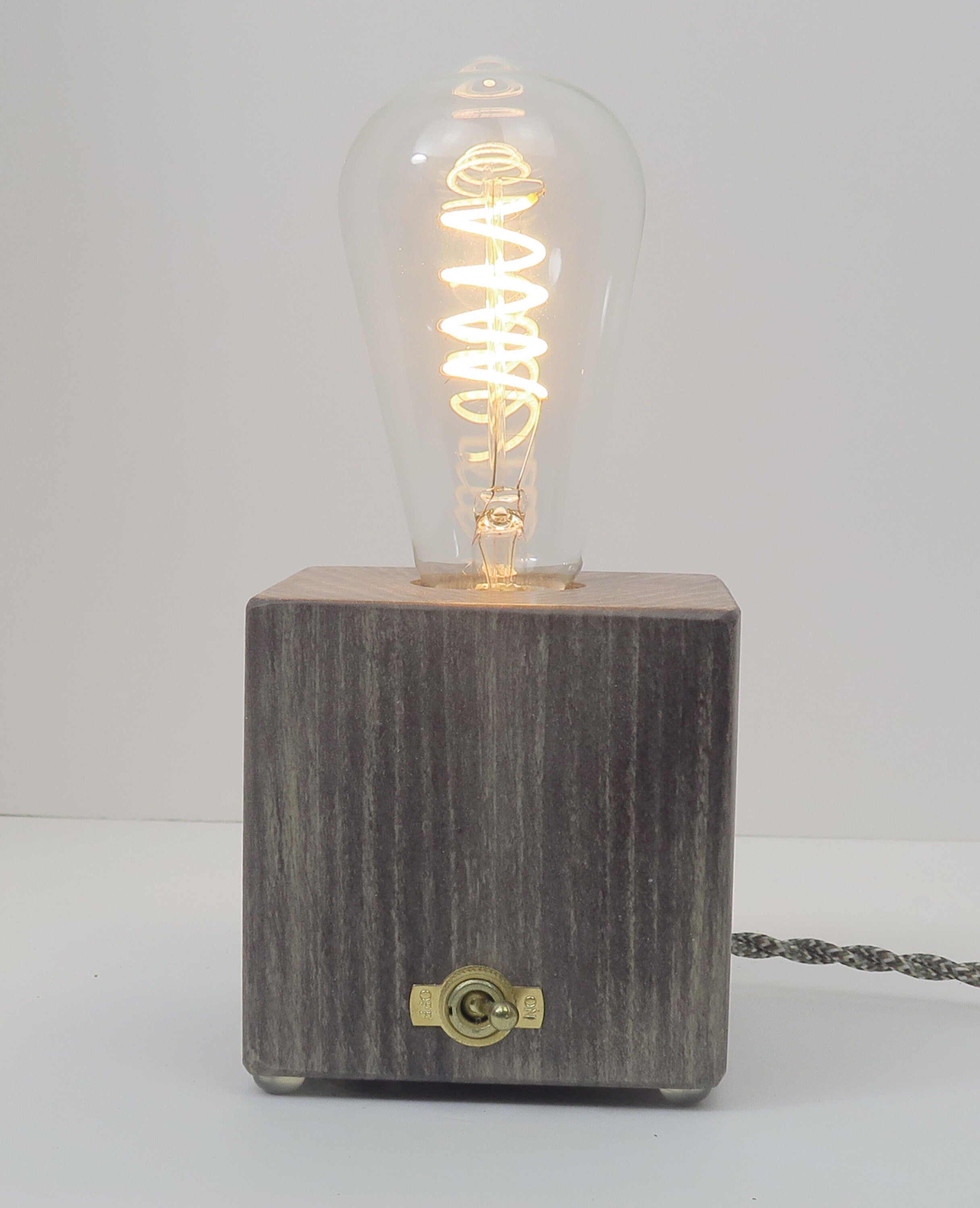 Personalized gift for Christmas, Edison cube Lamp, Wood cube Lamp Base Standout EDC