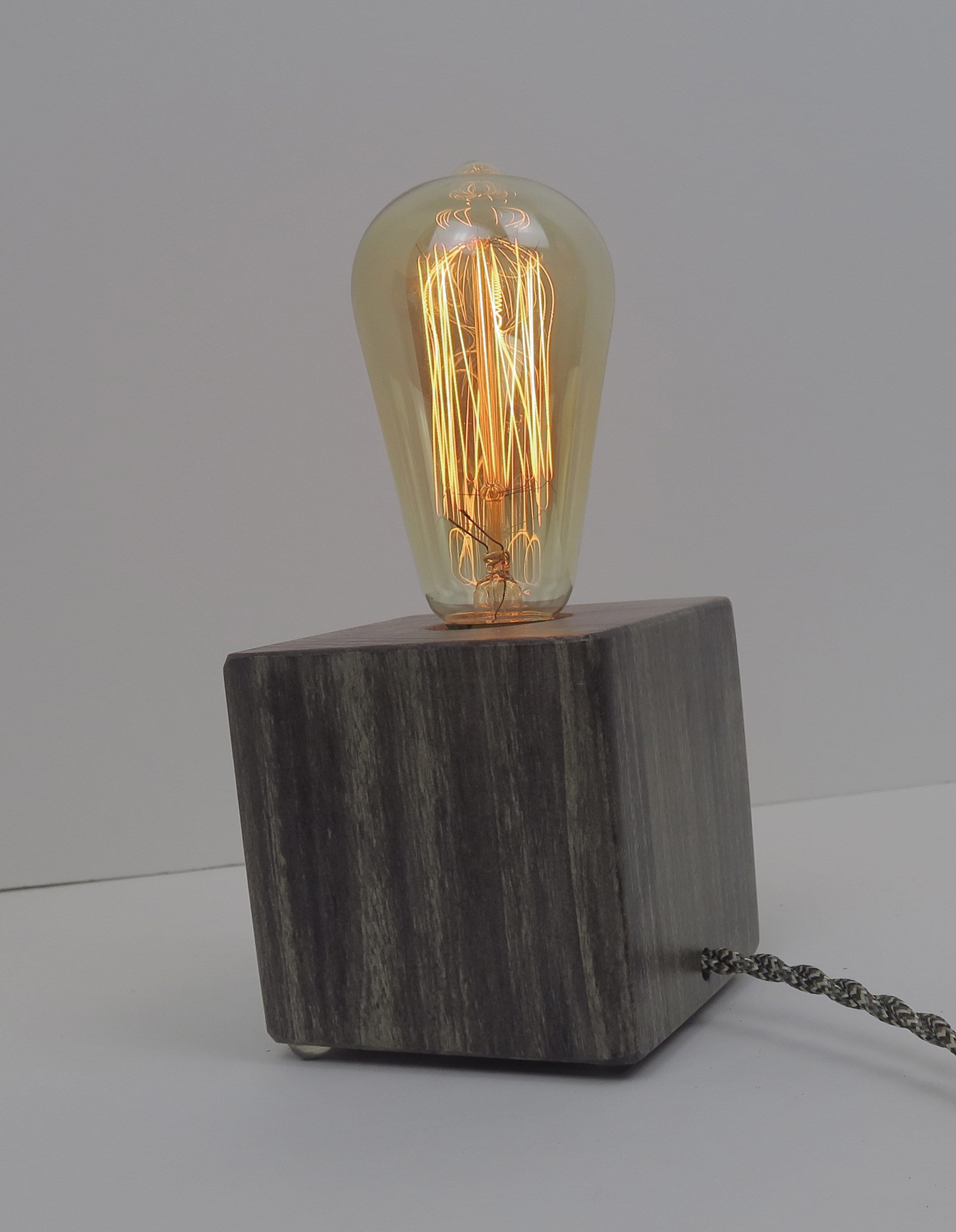 Personalized gift for Christmas, Edison cube Lamp, Wood cube Lamp Base Standout EDC