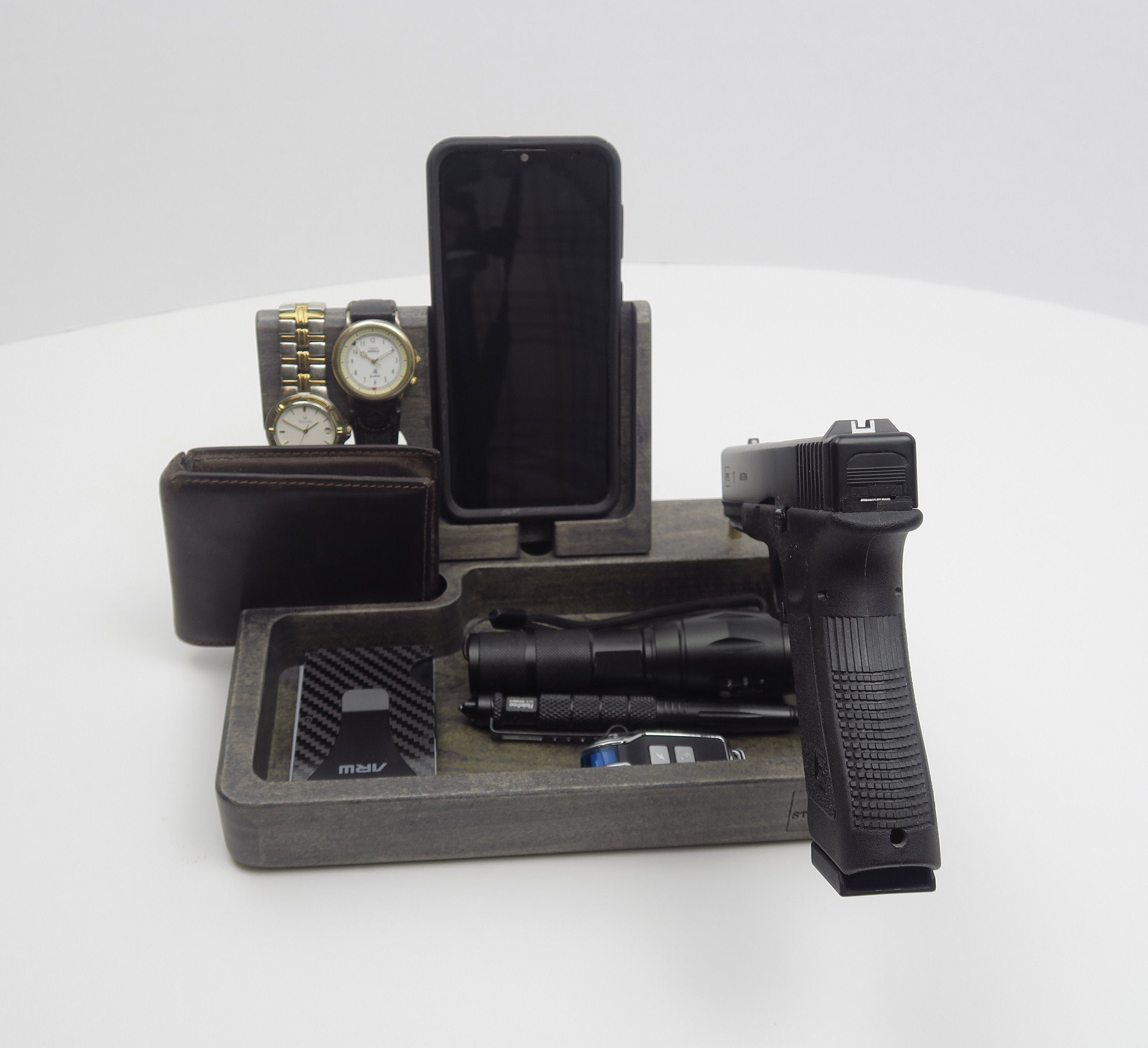 dump tray, Personalized gift for men, tech organizer, VALET tray for handgun Standout EDC