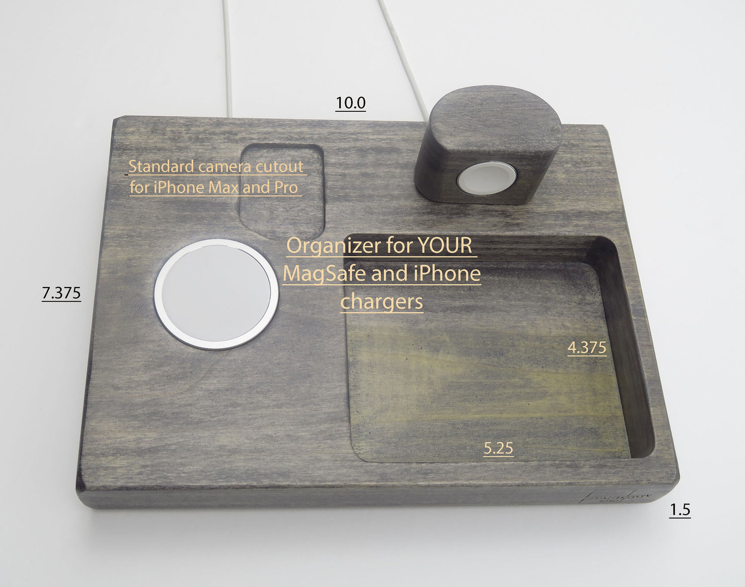 Handmade Wood Magsafe Smartphone Charging Station Features a Charming Wood Base, Tablet Organizer Docking Station, Wood Charging Station  Standout EDC