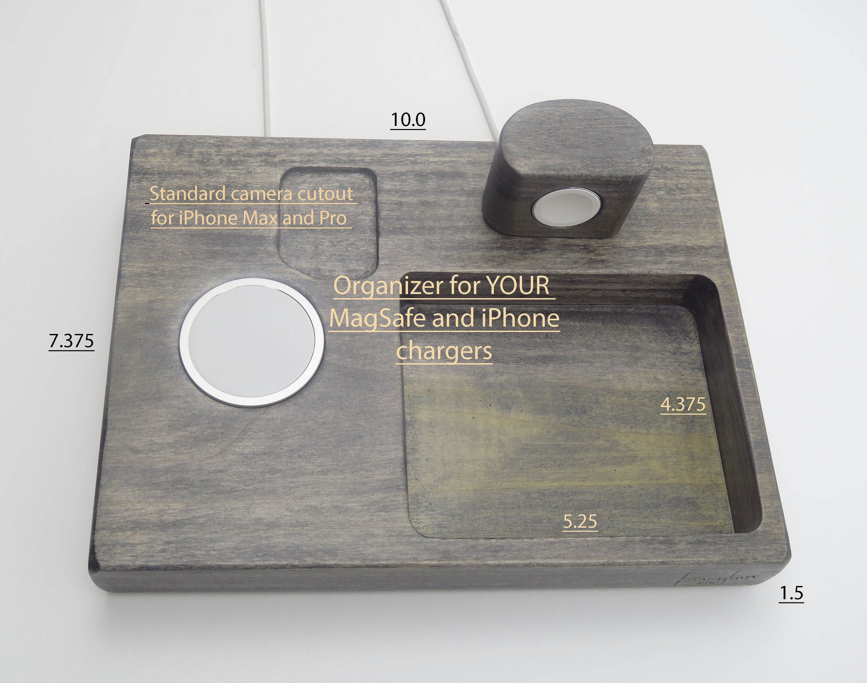 Personalized Gift for Dad, Station for your Apple MagSafe and Apple watch, charger holder for iPhone 12-13-14 , wood station