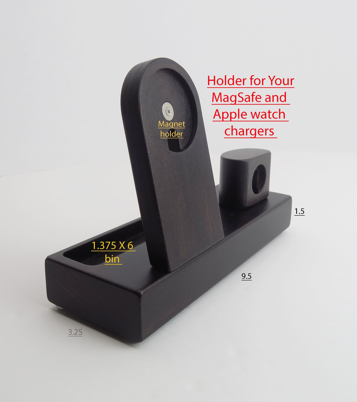 Personalized Gift for Dad, Magnetic wireless charging stand for your iPhone 12-13-14  ( MagSafe phones ) and watch, wood station