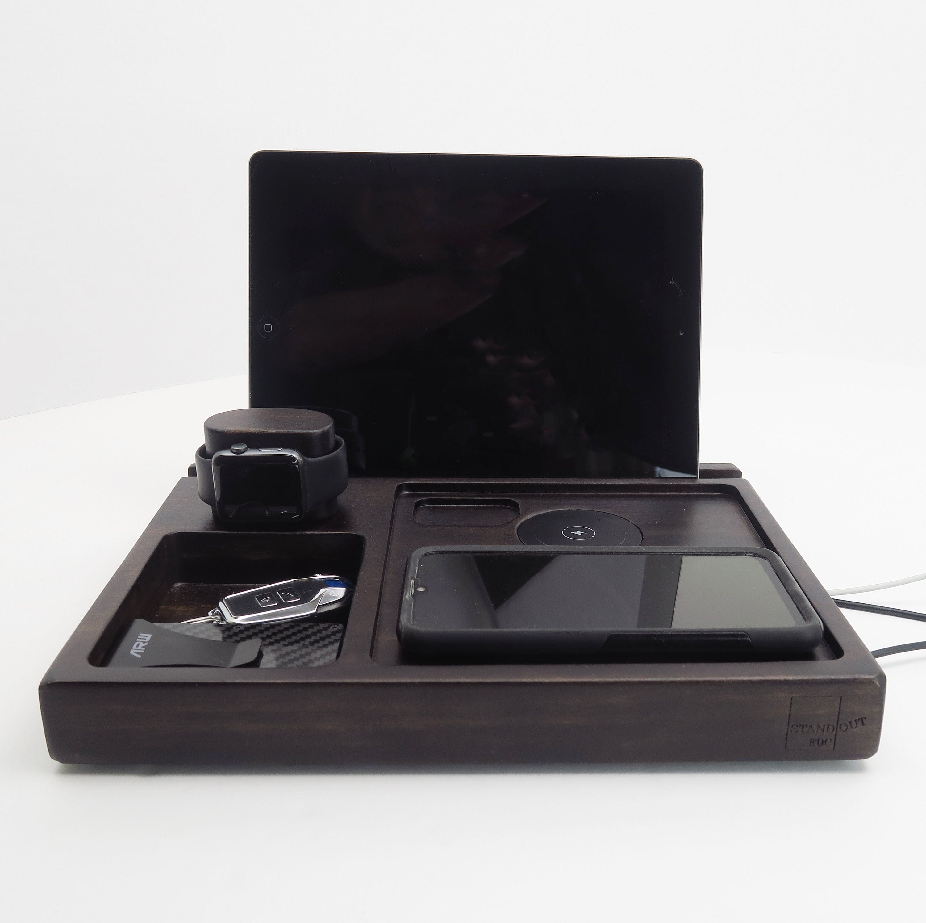 Wireless Charging Station with 2 clone MagSafe chargers - Tablet Holder Standout EDC
