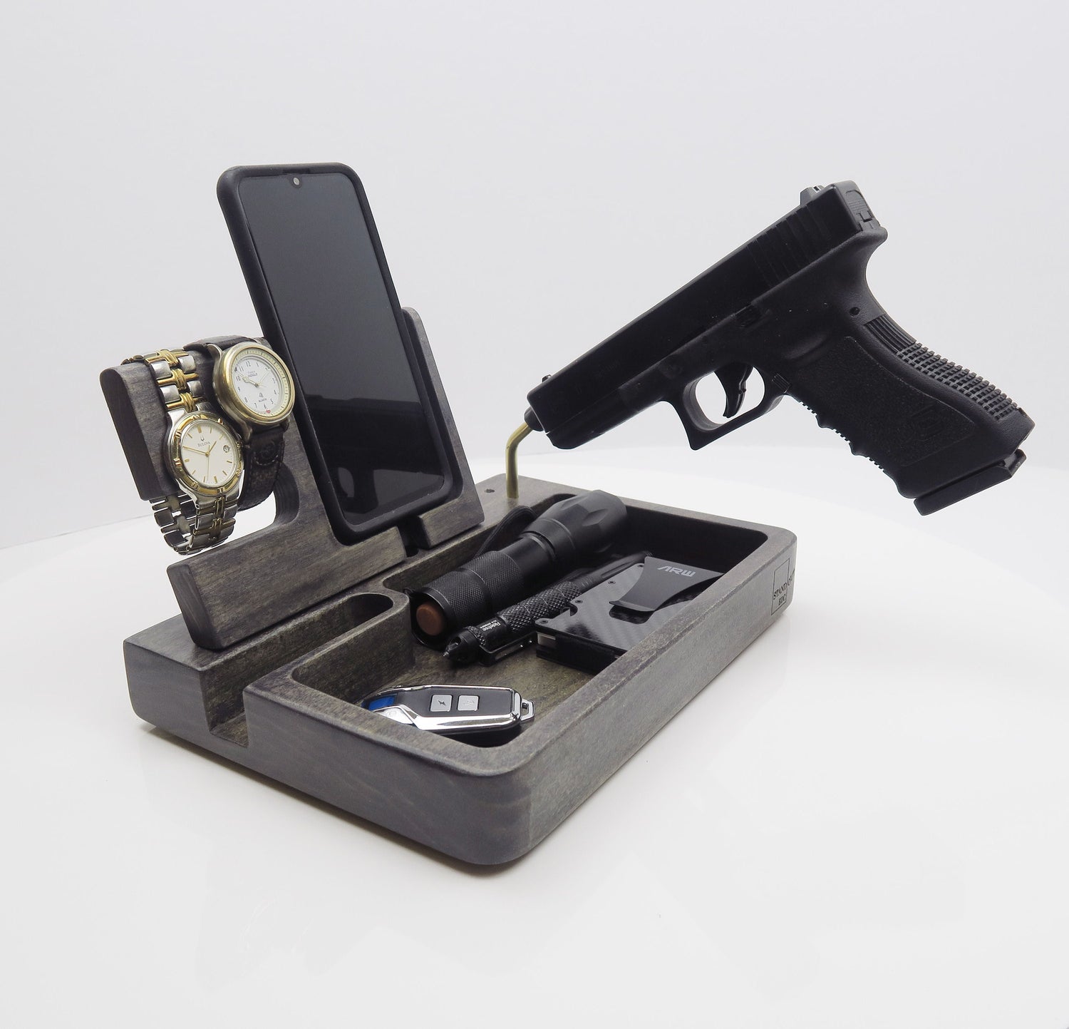 dump tray, Personalized gift for men, tech organizer, VALET tray for handgun  Standout EDC