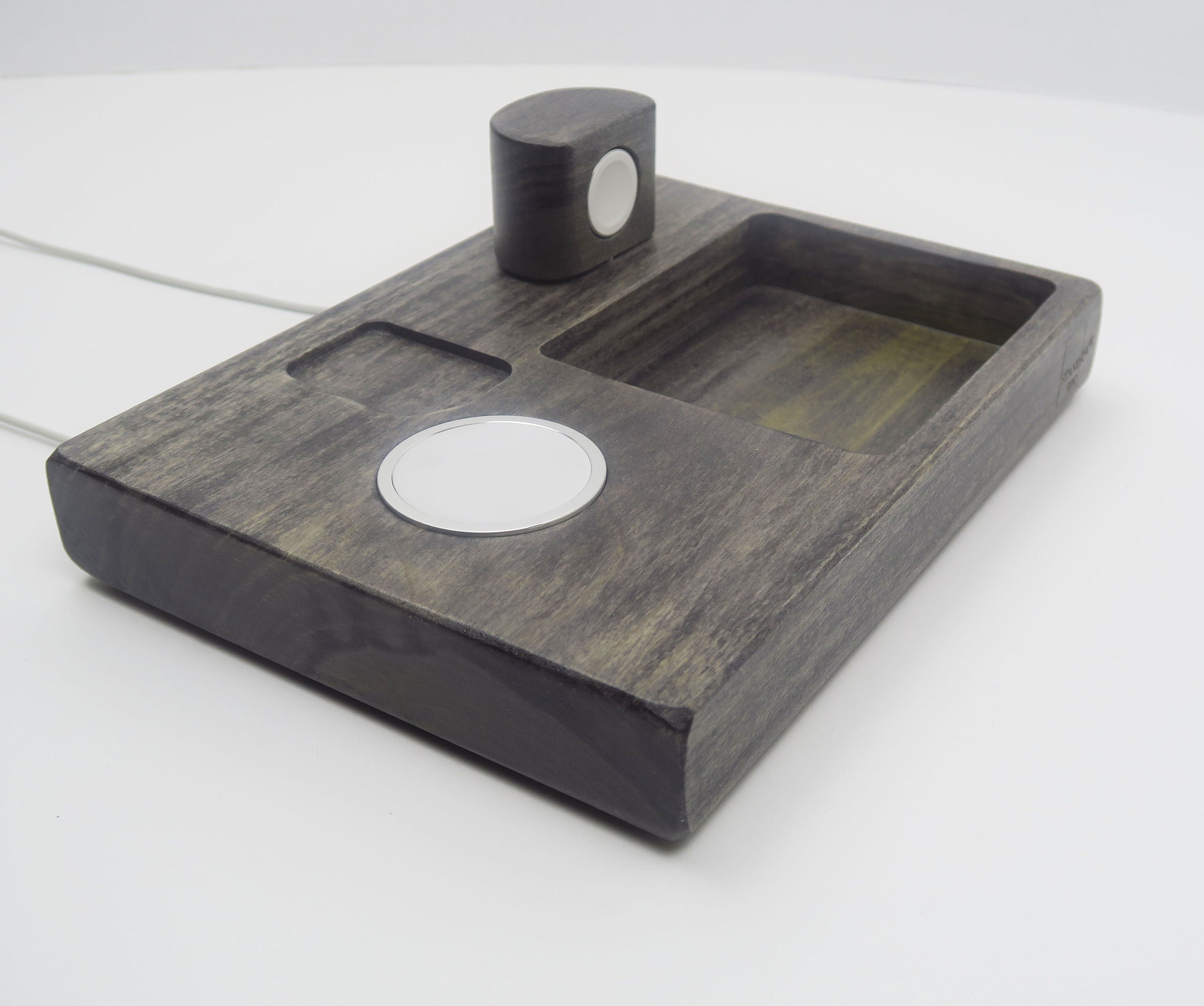 Handmade Wood Magsafe Smartphone Charging Station Features a Charming Wood Base, Tablet Organizer Docking Station, Wood Charging Station  Standout EDC