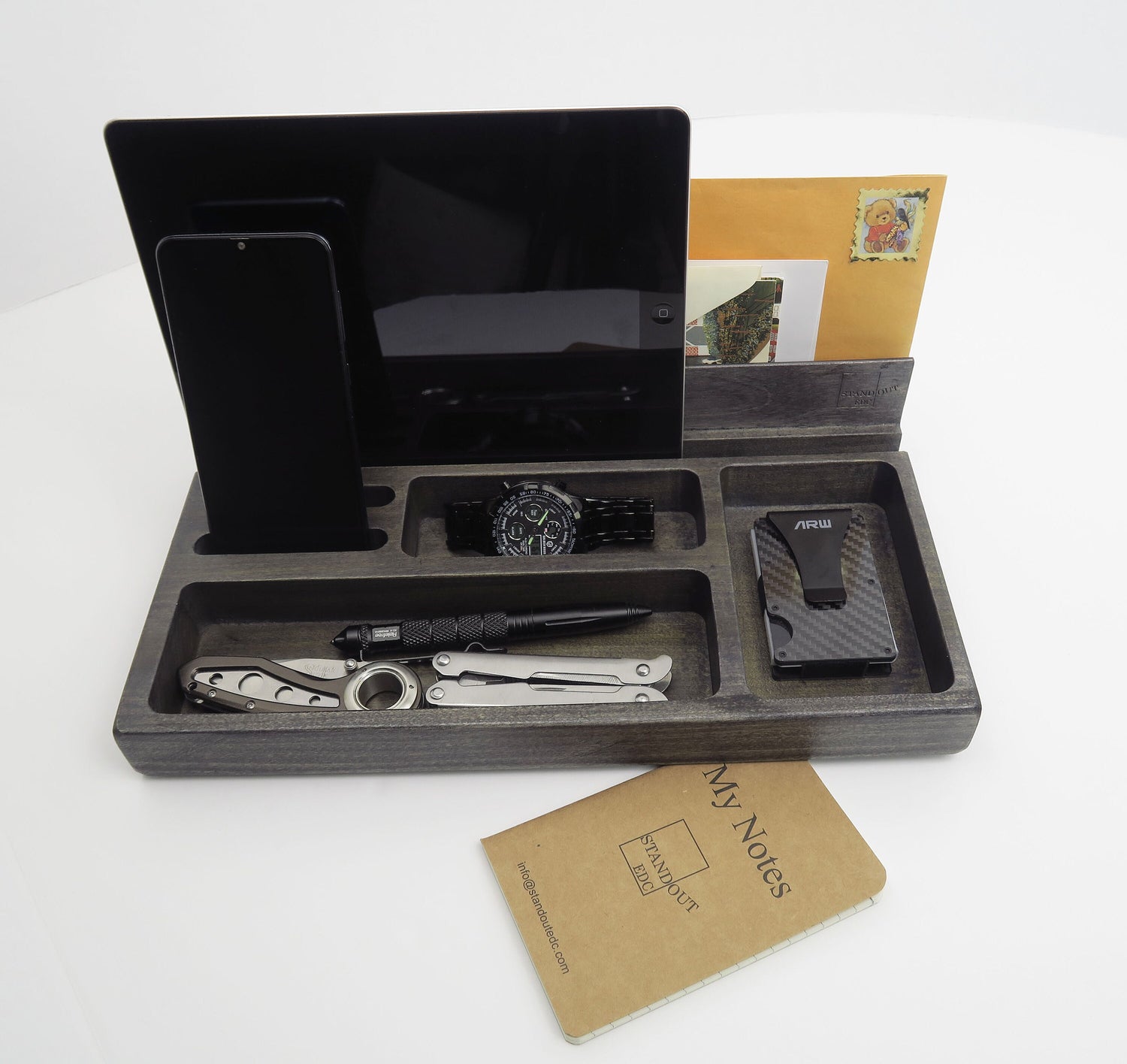 Large Organizer, Personalized Docking Station, Home Gift, Couple Gift, Wood Docking Station for Multiple Devices, Wooden Gift for Men