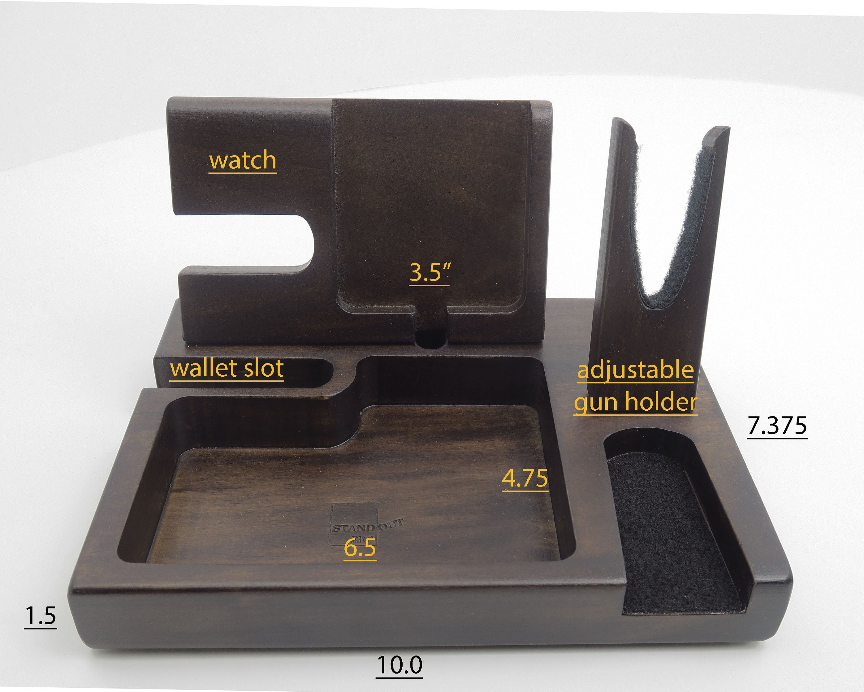 Personalized gift for men, EDC Phone Docking Station for gun, EDC Tray Caddy , Charging Station Organizer Standout EDC
