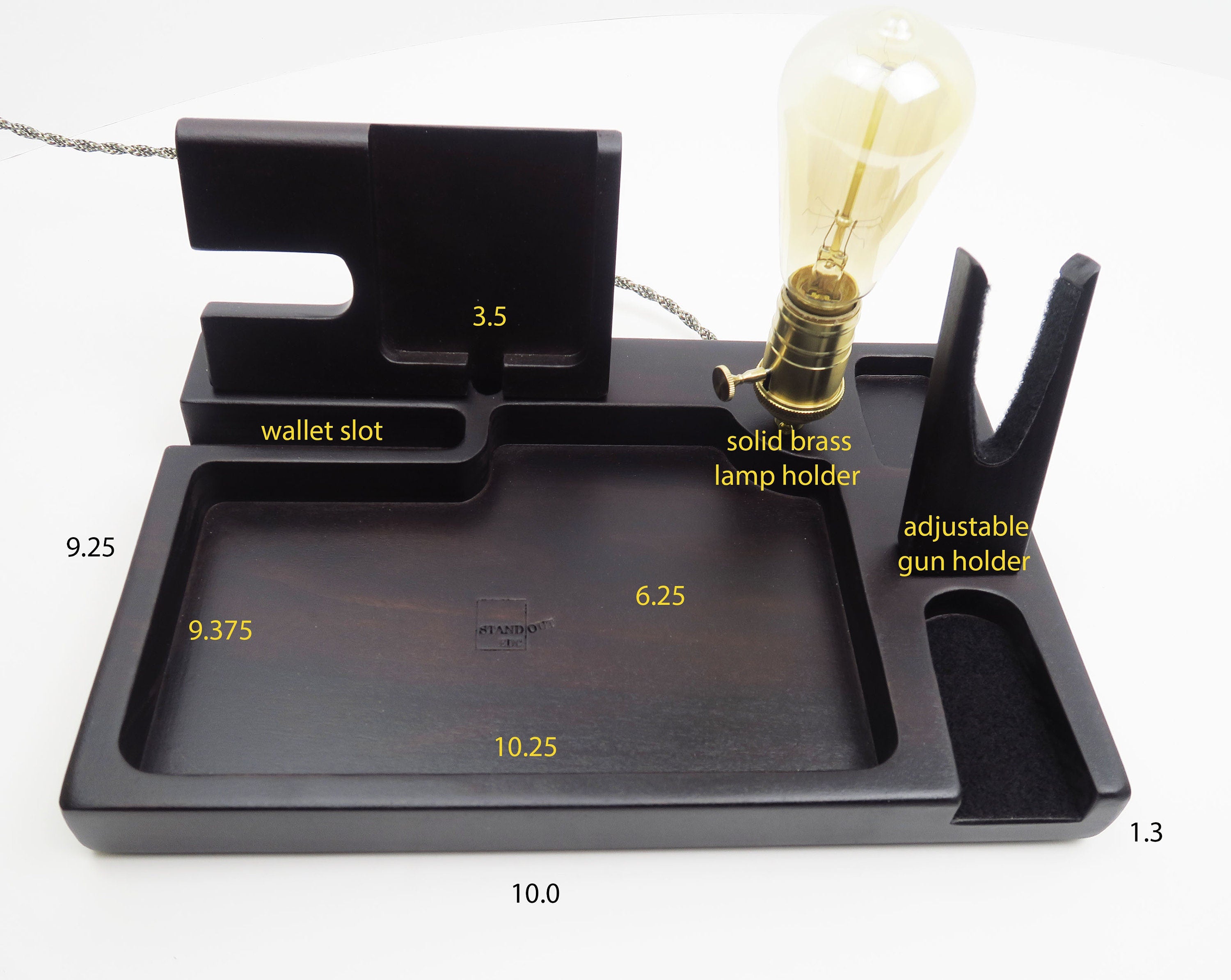 EDC VALET tray Phone Docking Station for gun with lamp, Personalized gift Standout EDC